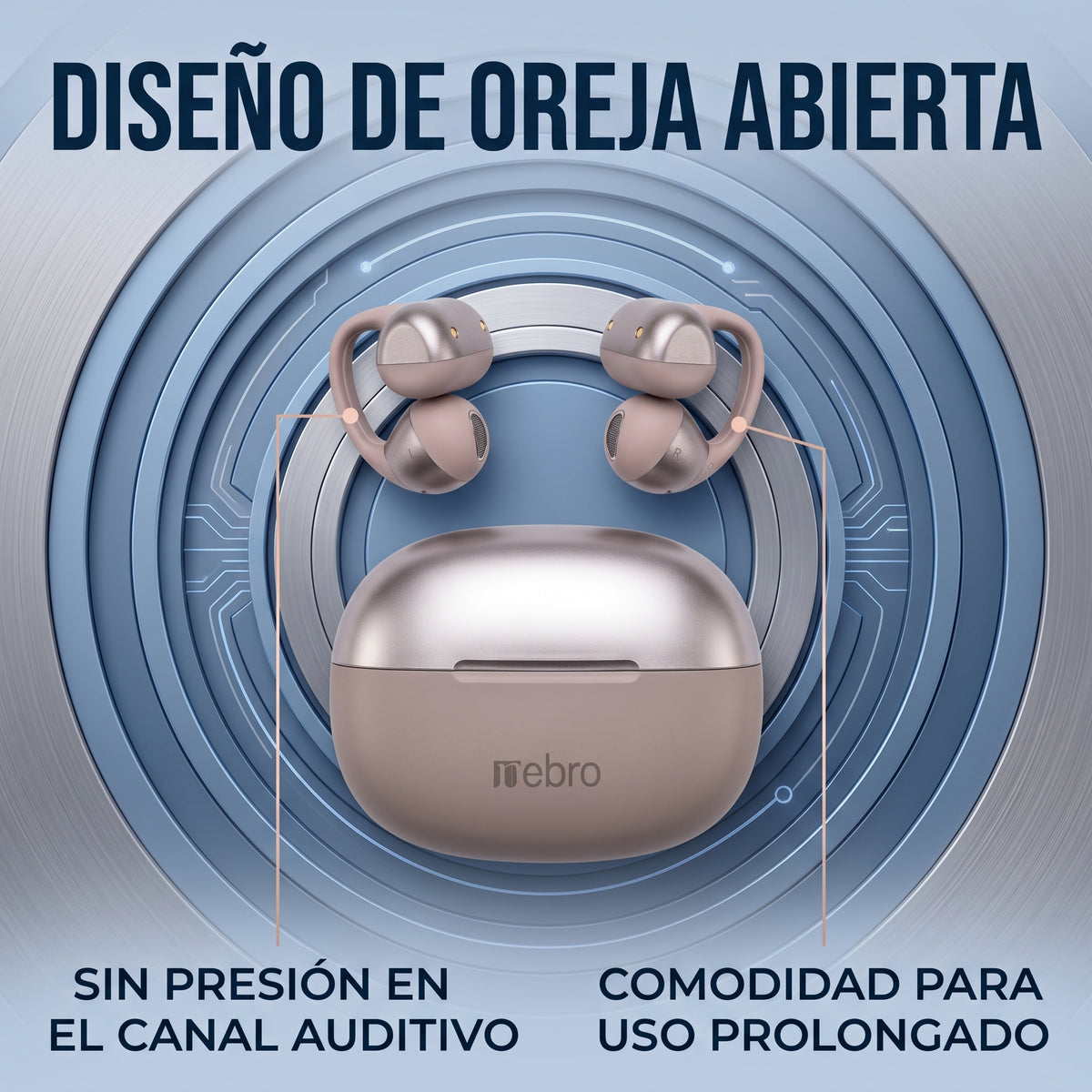 Audífonos Inalámbricos Nebro WE-522 Open Ear Bluetooth 5.4 Sonido HiFi