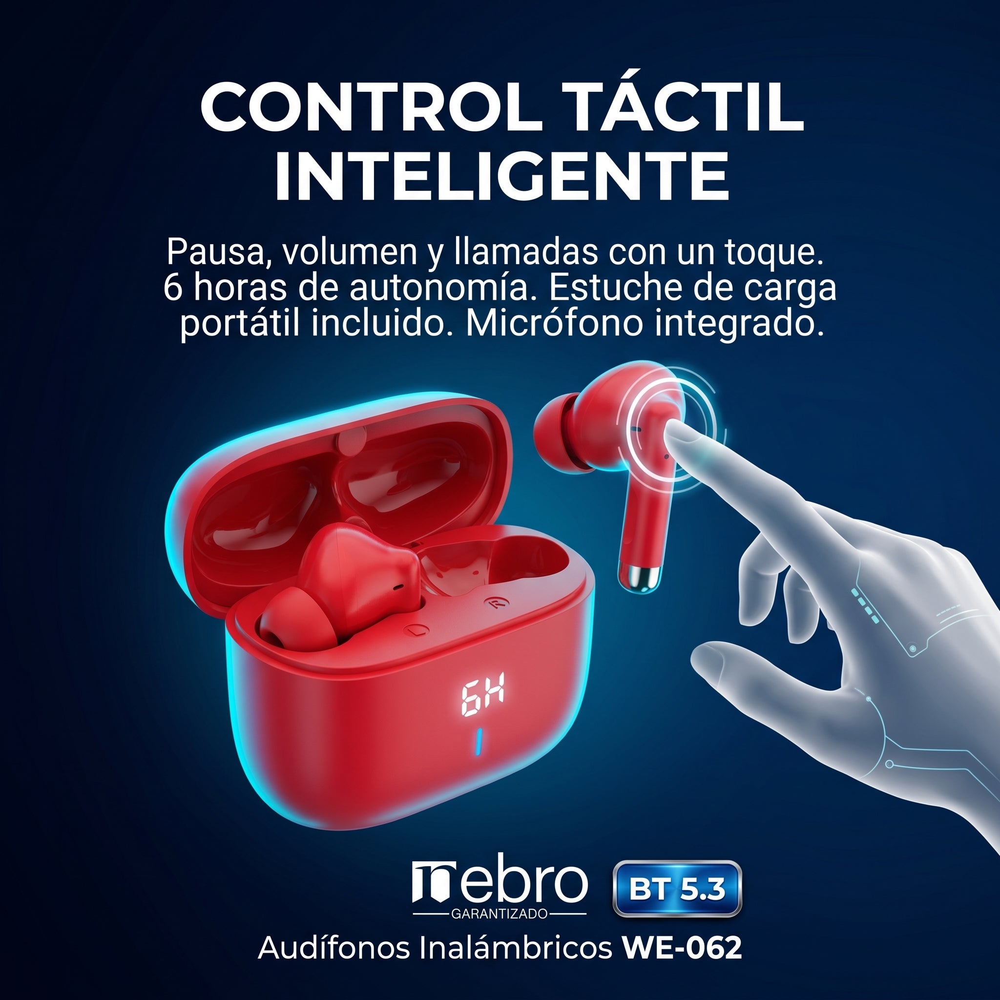 Audífonos Bluetooth TWS NEBRO WE062 Bluetooth 53 6 Horas