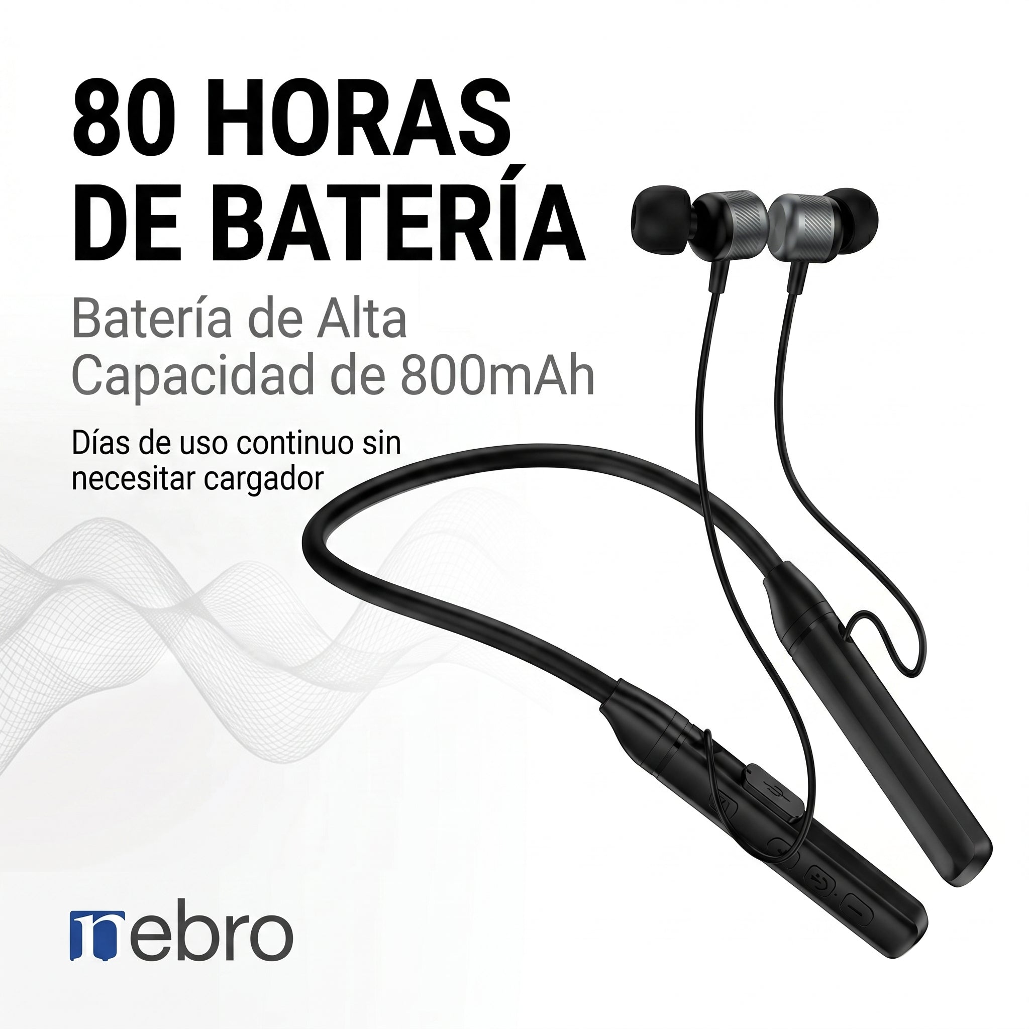 Audífonos Collar NEBRO WE064 Bluetooth 53 80 Horas Batería 800mAh