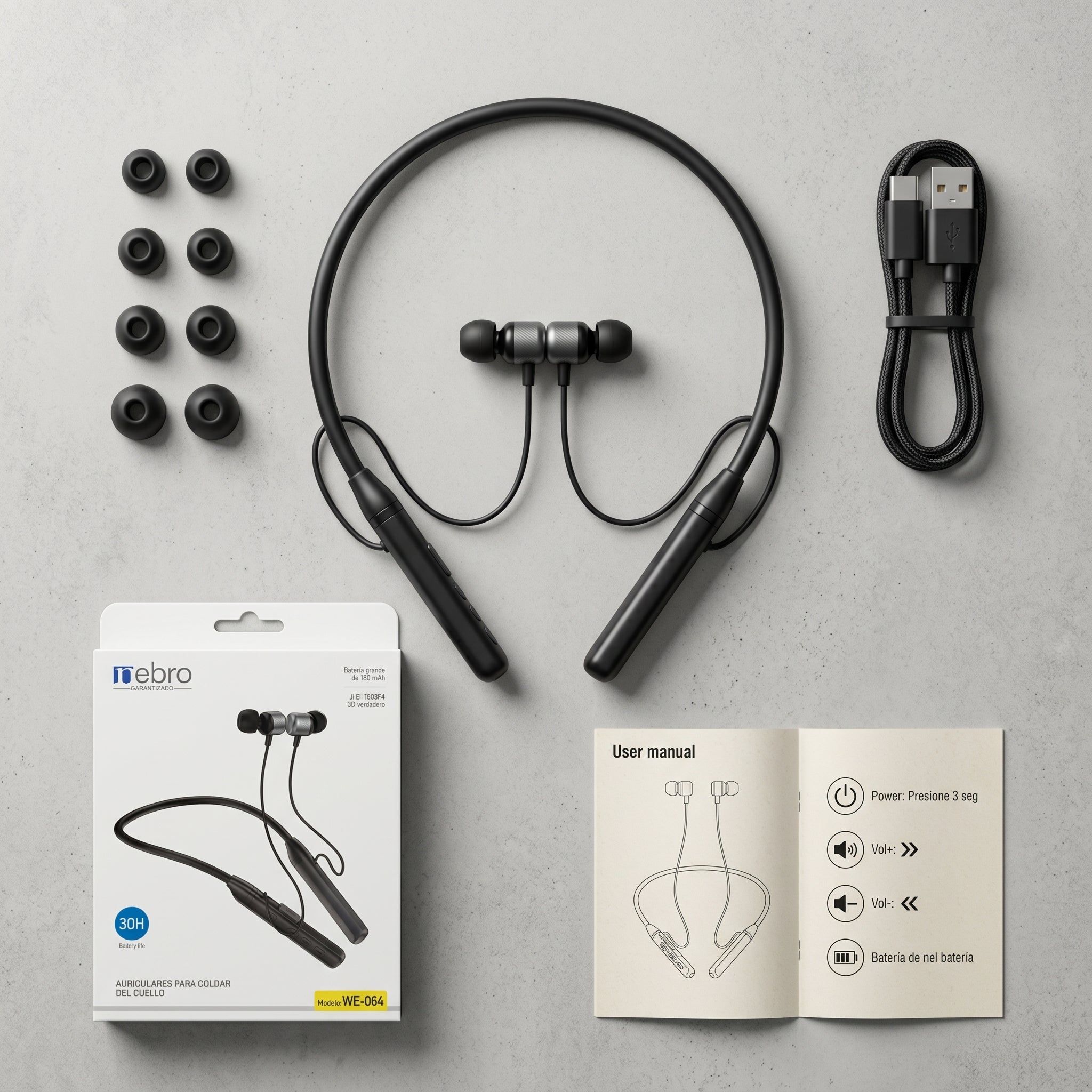 Audífonos Collar NEBRO WE064 Bluetooth 53 80 Horas Batería 800mAh