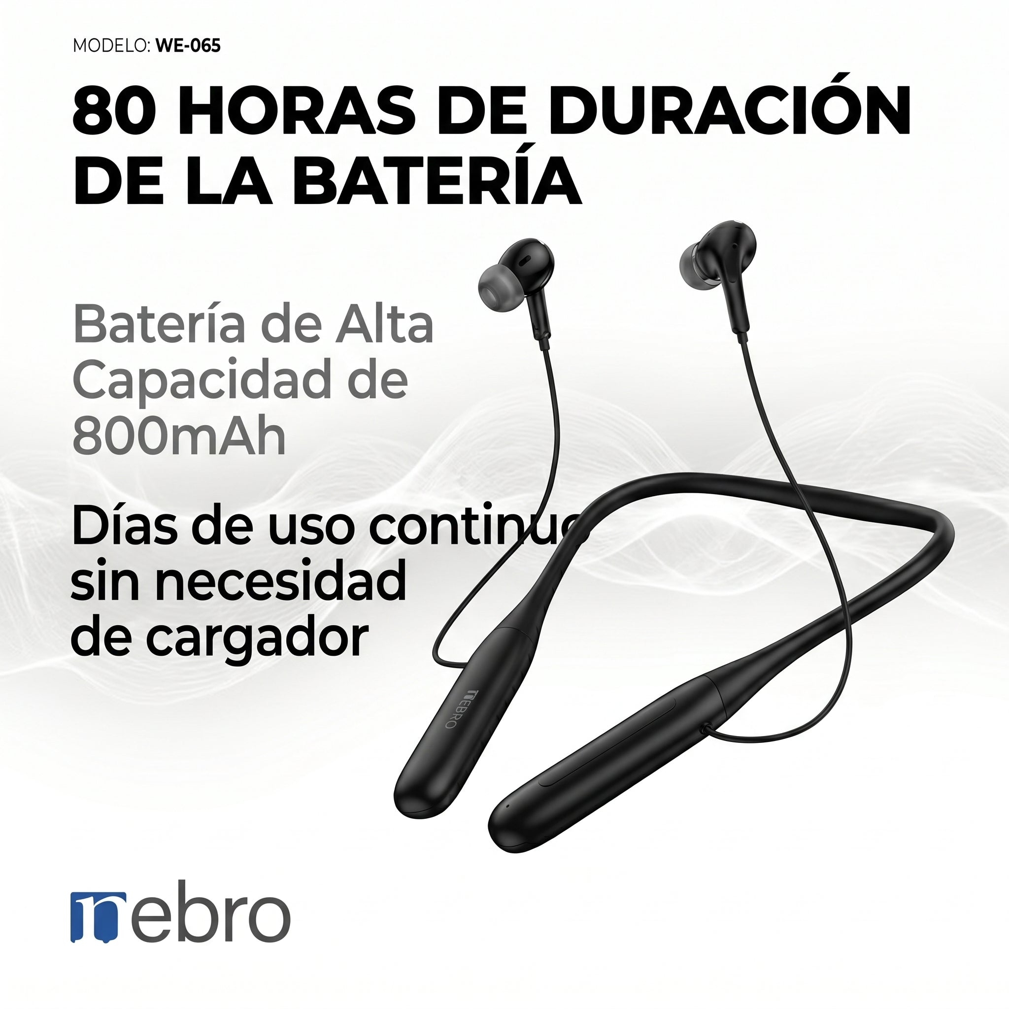 Audífonos Collar NEBRO WE065 Bluetooth 53 80 Horas Batería 800mAh