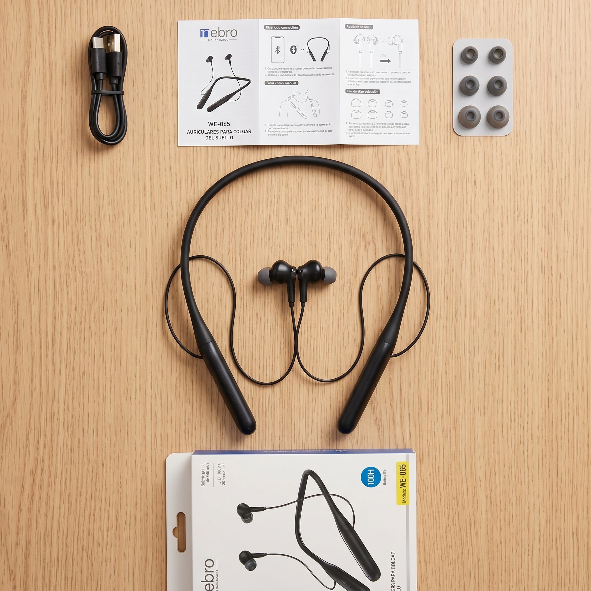 Audífonos Collar NEBRO WE065 Bluetooth 53 80 Horas Batería 800mAh