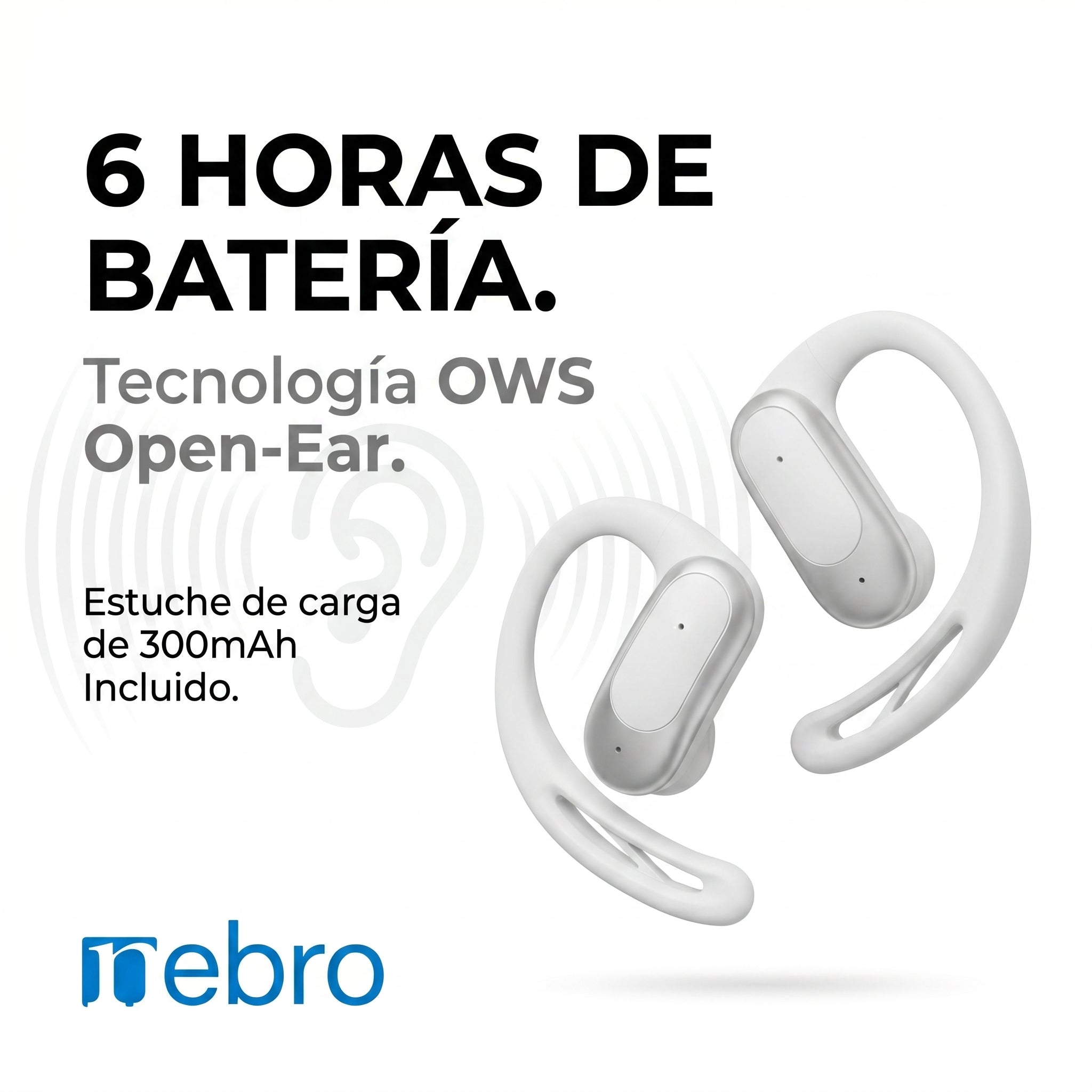 Audífonos Bluetooth OWS NEBRO WE066 6 Horas Batería Estuche 300mAh