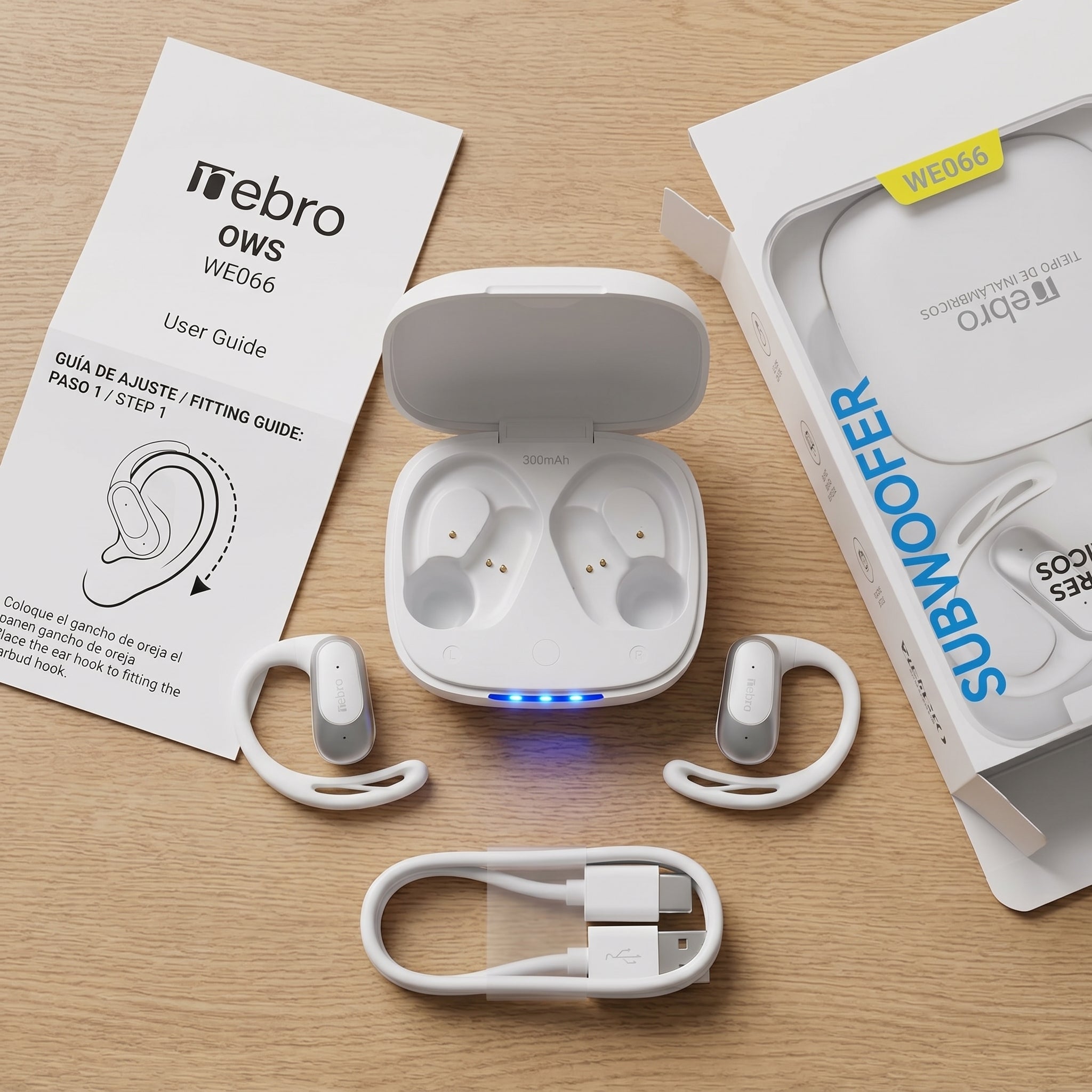 Audífonos Bluetooth OWS NEBRO WE066 6 Horas Batería Estuche 300mAh