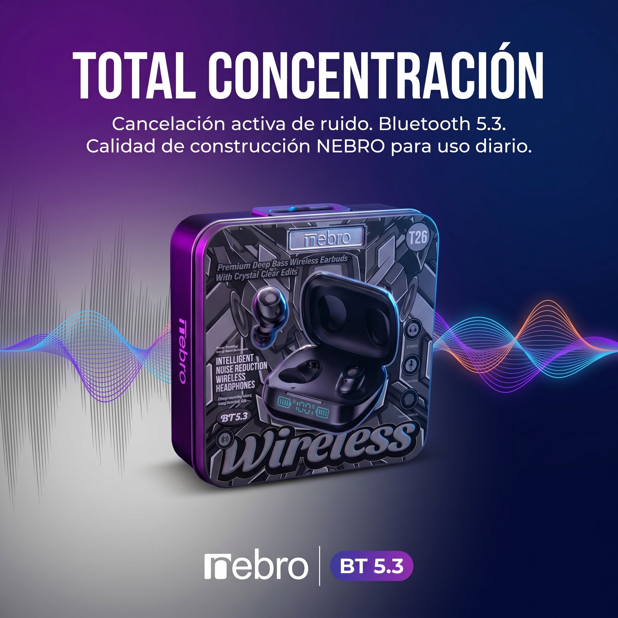 Audífonos Bluetooth NEBRO WET26 Bluetooth 53 Cancelación Ruido
