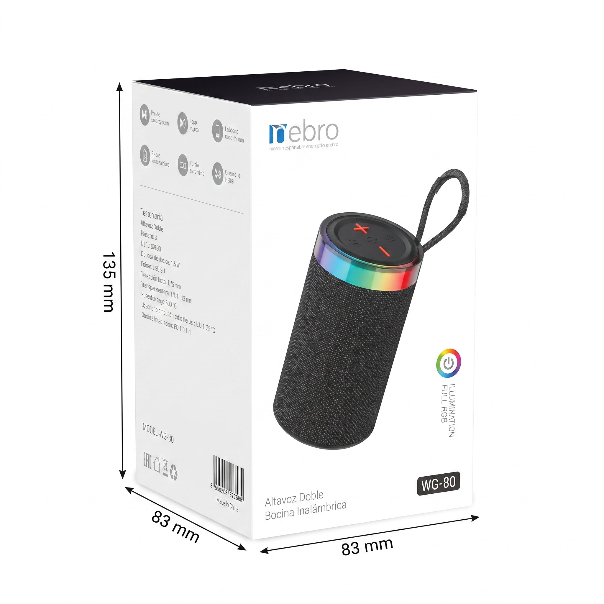 Bocina Portátil Nebro WG-181: Sonido Bluetooth 5.0