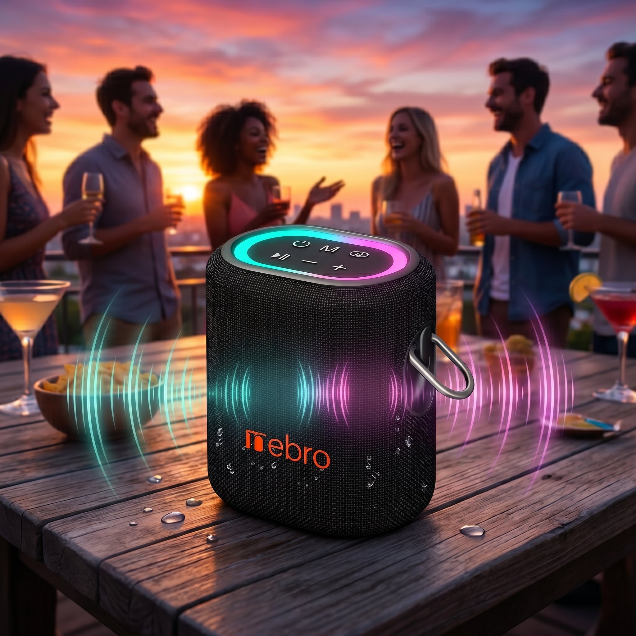 Bocina Inalámbrica Nebro WG-137 Bluetooth 5.3 20W de Potencia Sonido Envolvente 66mm Batería 4000mAh 8 Horas de Reproducción Luz RGB TWS TF y Auxiliar