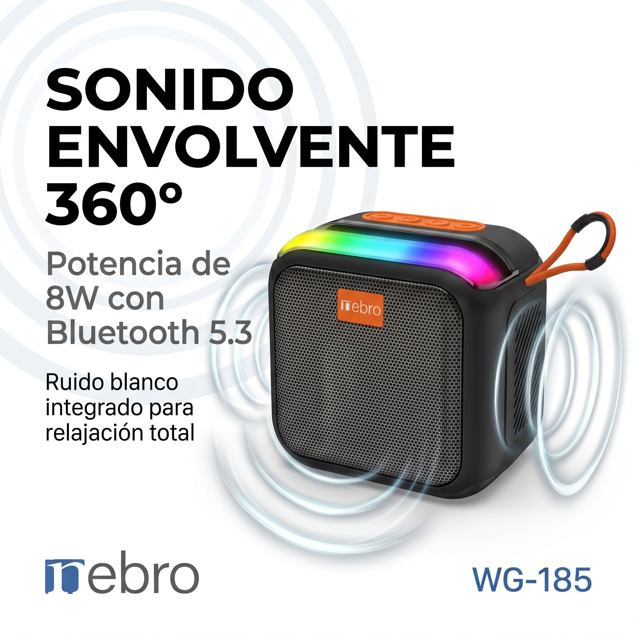 Bocina Inalámbrica Nebro WG-185 Bluetooth 5.3 Sonido Envolvente 360° 8W