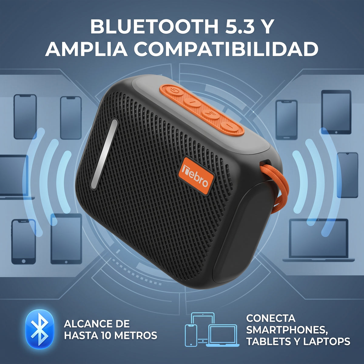 Bocina Inalámbrica Nebro WG-186 8W Bluetooth 5.3 Sonido Envolvente 360°