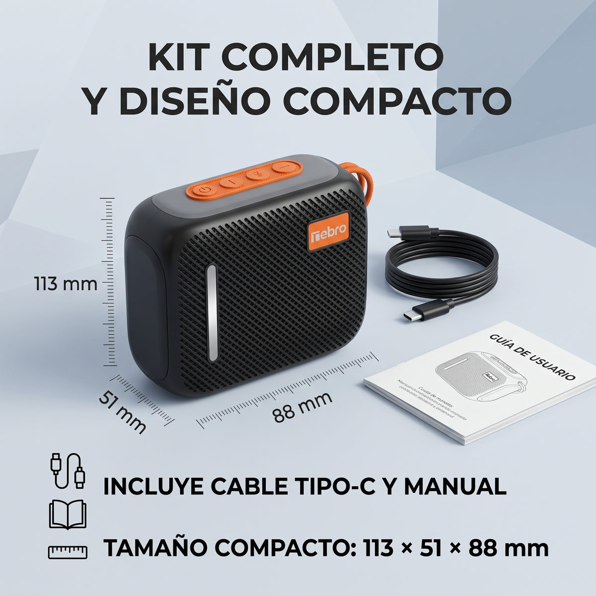 Bocina Inalámbrica Nebro WG-186 8W Bluetooth 5.3 Sonido Envolvente 360°