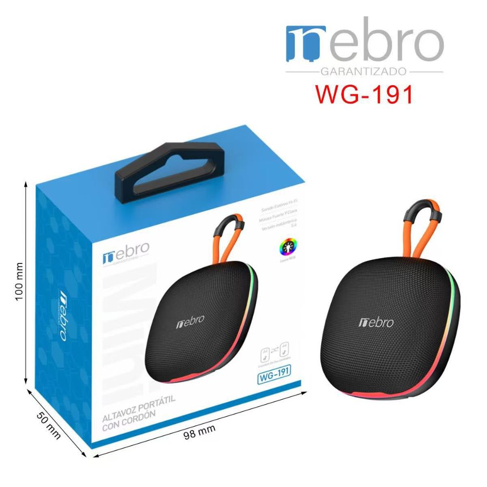 Mini Bocina Nebro 10W 2X5W 1200mAh Bluetooth recargable USB TWS WG-191