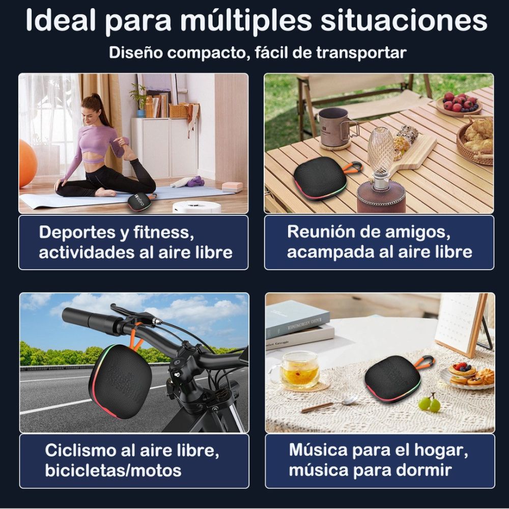 Mini Bocina Nebro 10W 2X5W 1200mAh Bluetooth recargable USB TWS WG-191