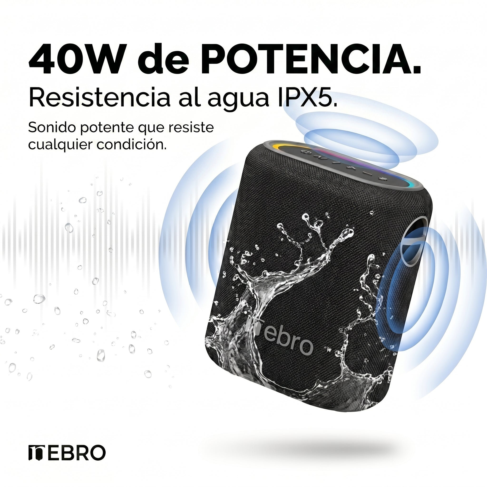 Bocina Bluetooth TWS NEBRO WG080S Bluetooth 53 40W IPX5