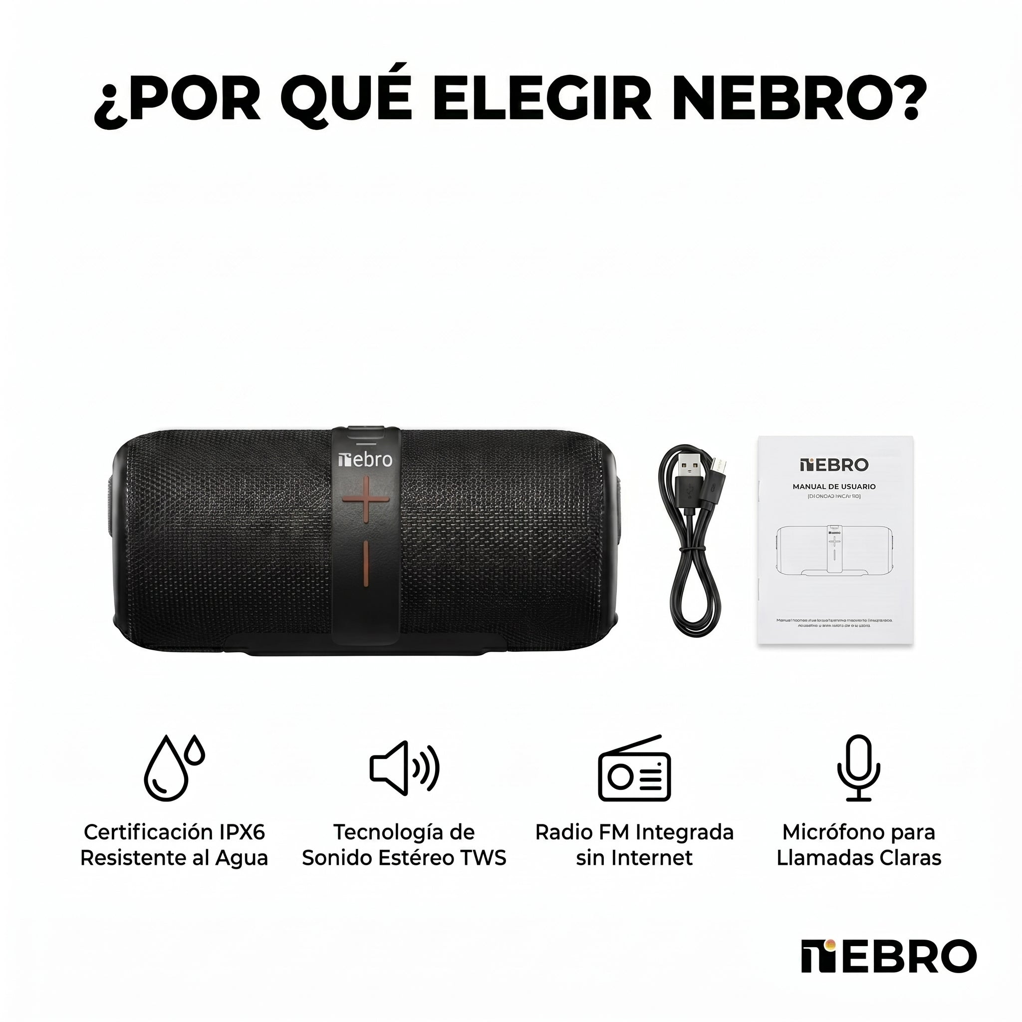 Bocina Bluetooth TWS Collar NEBRO WG085 IPX6