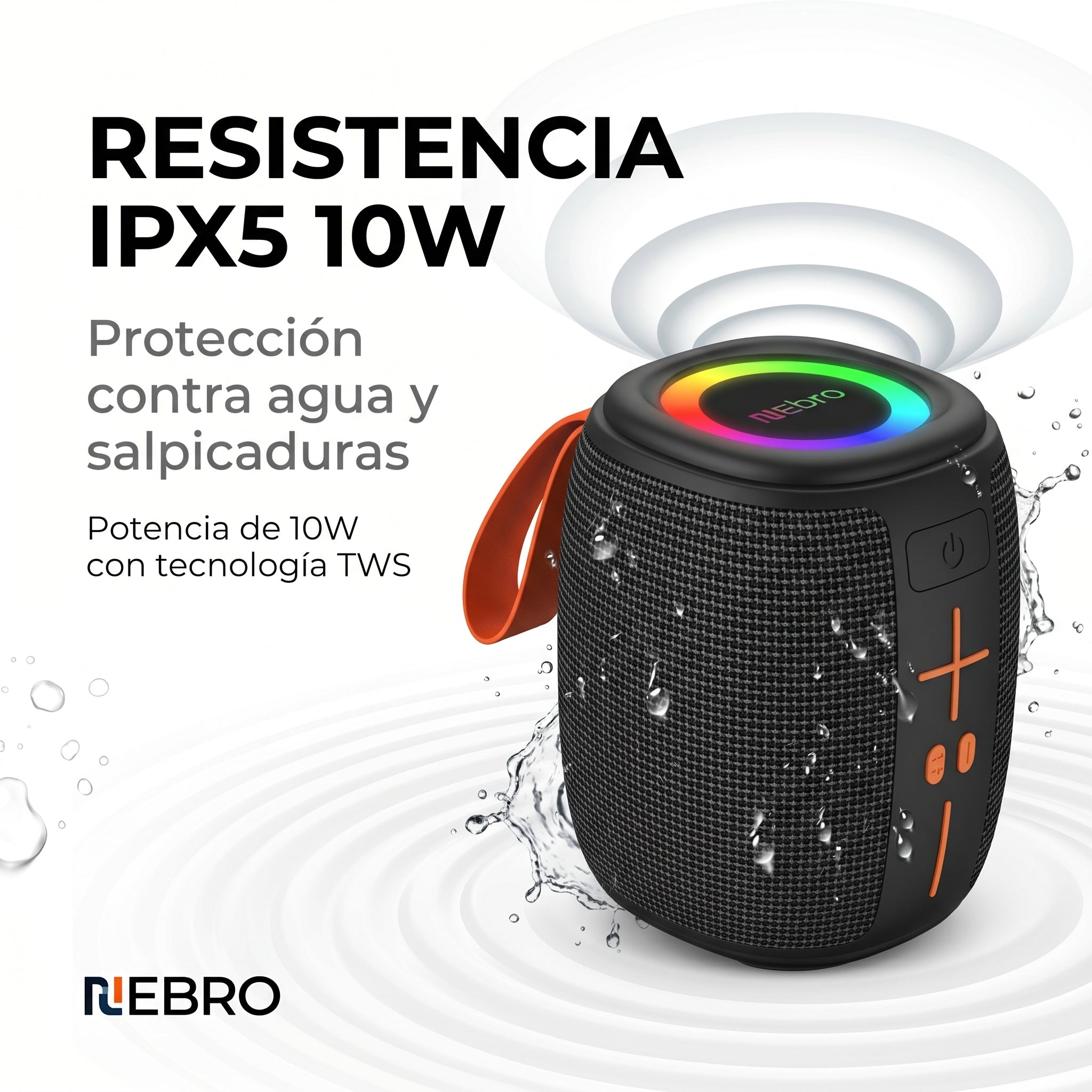 Bocina Bluetooth TWS NEBRO WG086 Bluetooth 53 10W IPX5