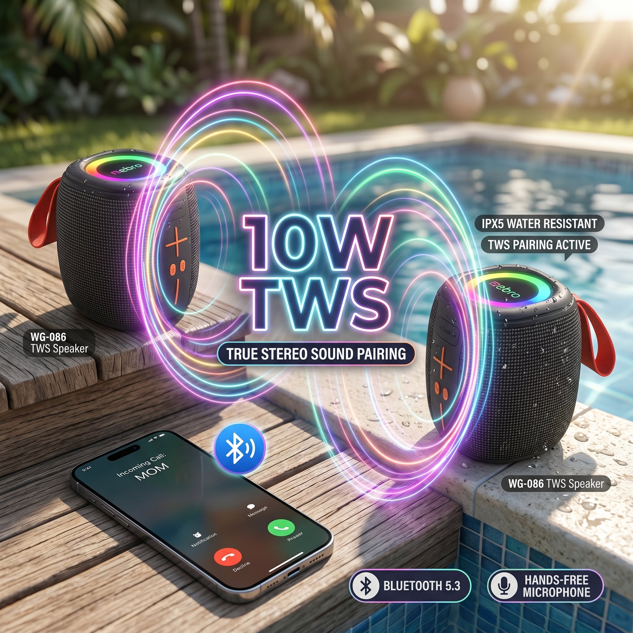 Bocina Bluetooth TWS NEBRO WG086 Bluetooth 53 10W IPX5