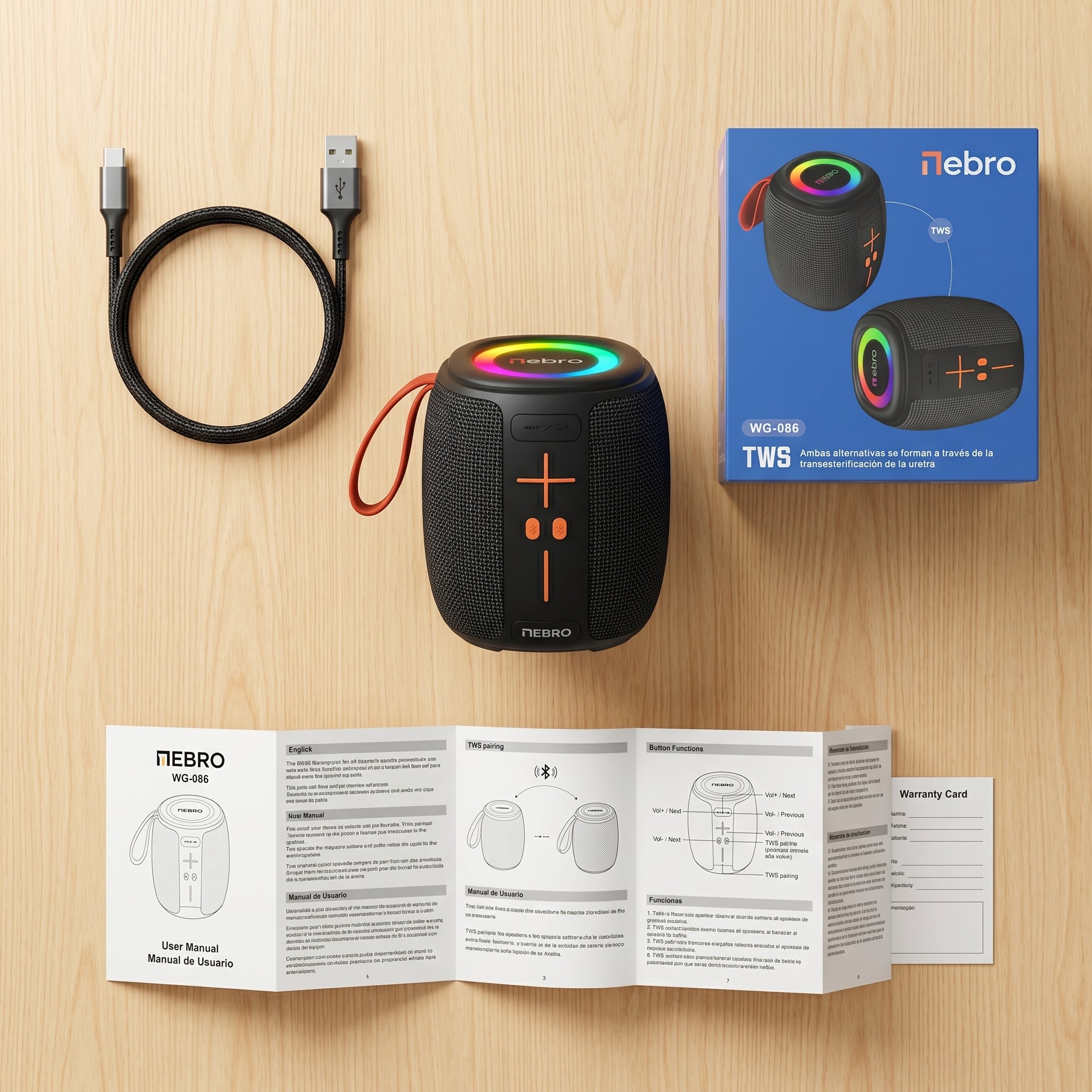 Bocina Bluetooth TWS NEBRO WG086 Bluetooth 53 10W IPX5