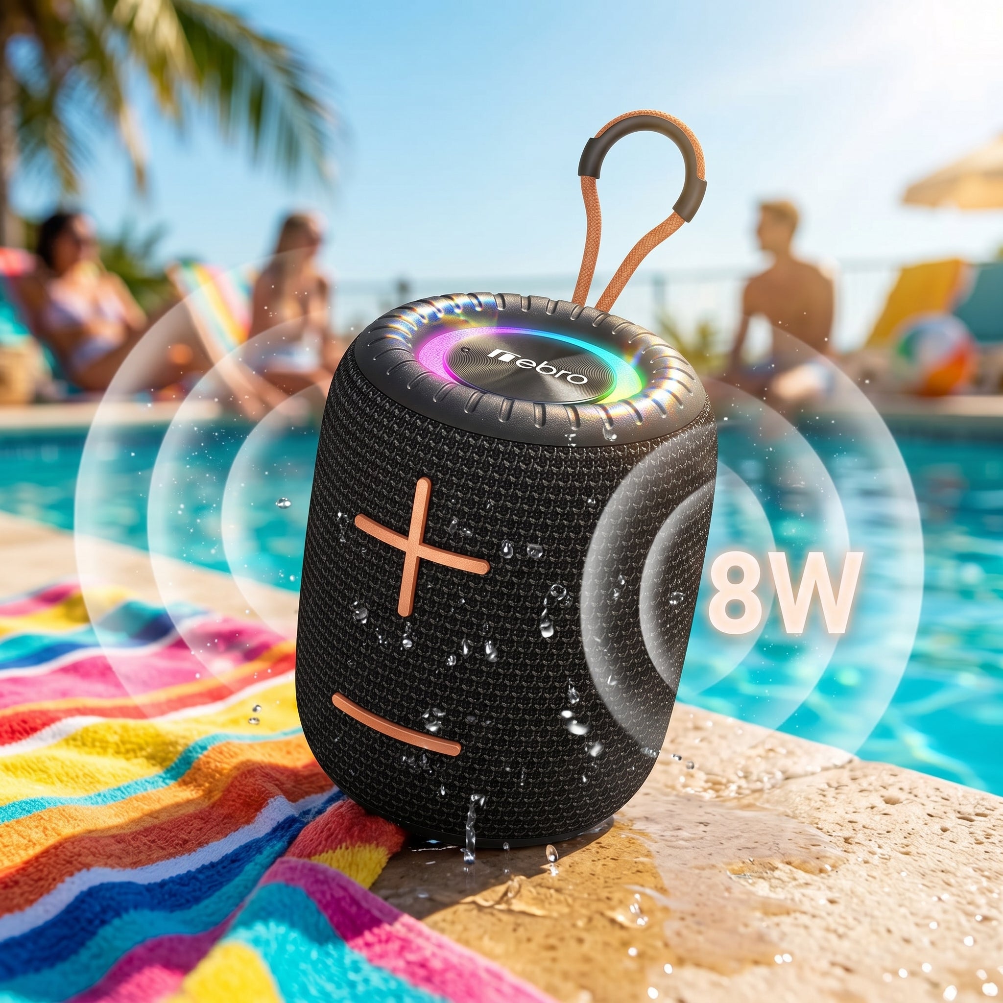 Bocina Bluetooth RGB Exterior NEBRO WG133 8W IPX6 TWS Resistente Agua