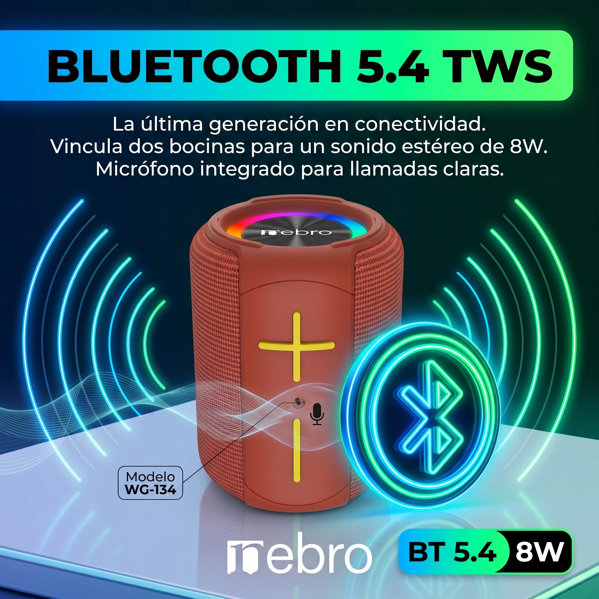 Bocina Bluetooth TWS NEBRO WG134 Bluetooth 54 8W