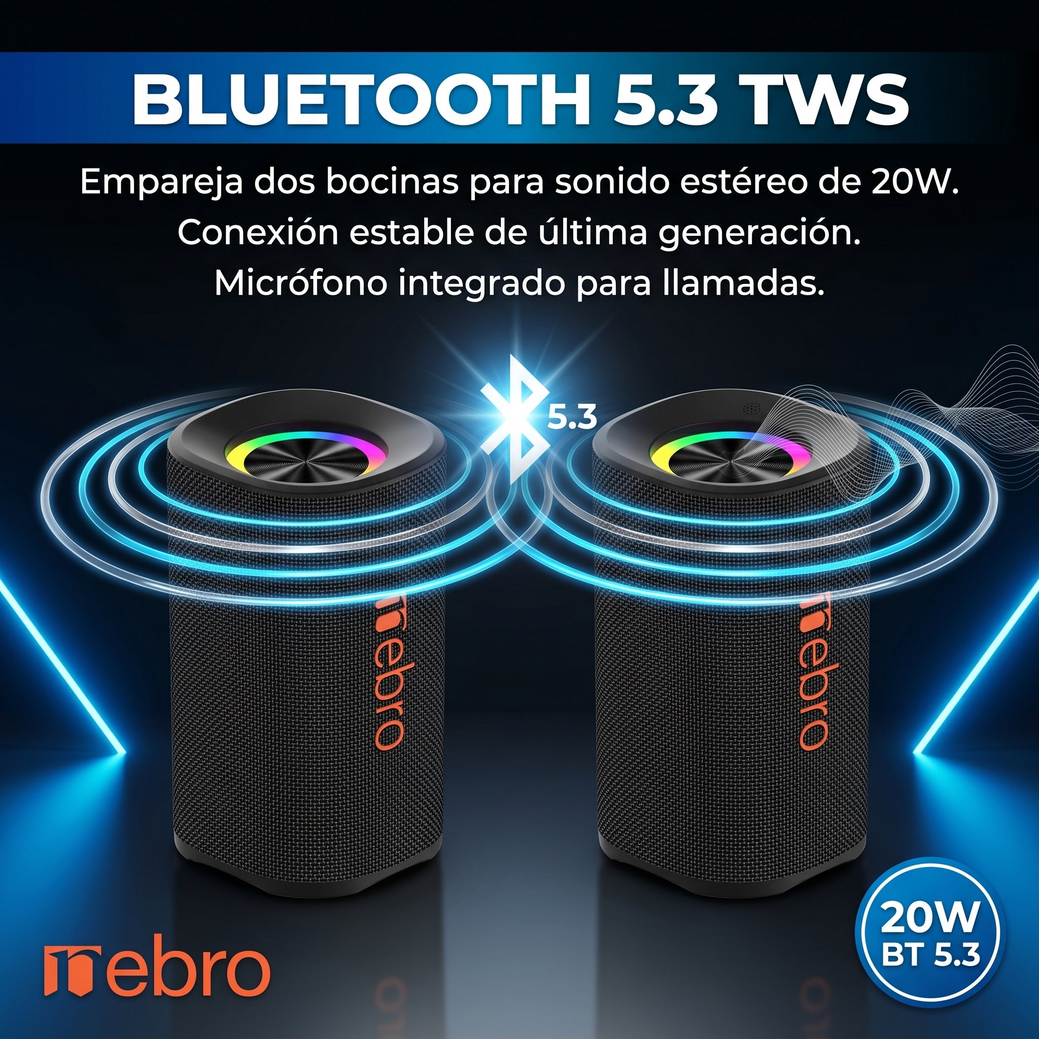 Bocina Bluetooth TWS NEBRO WG138 Bluetooth 53 20W
