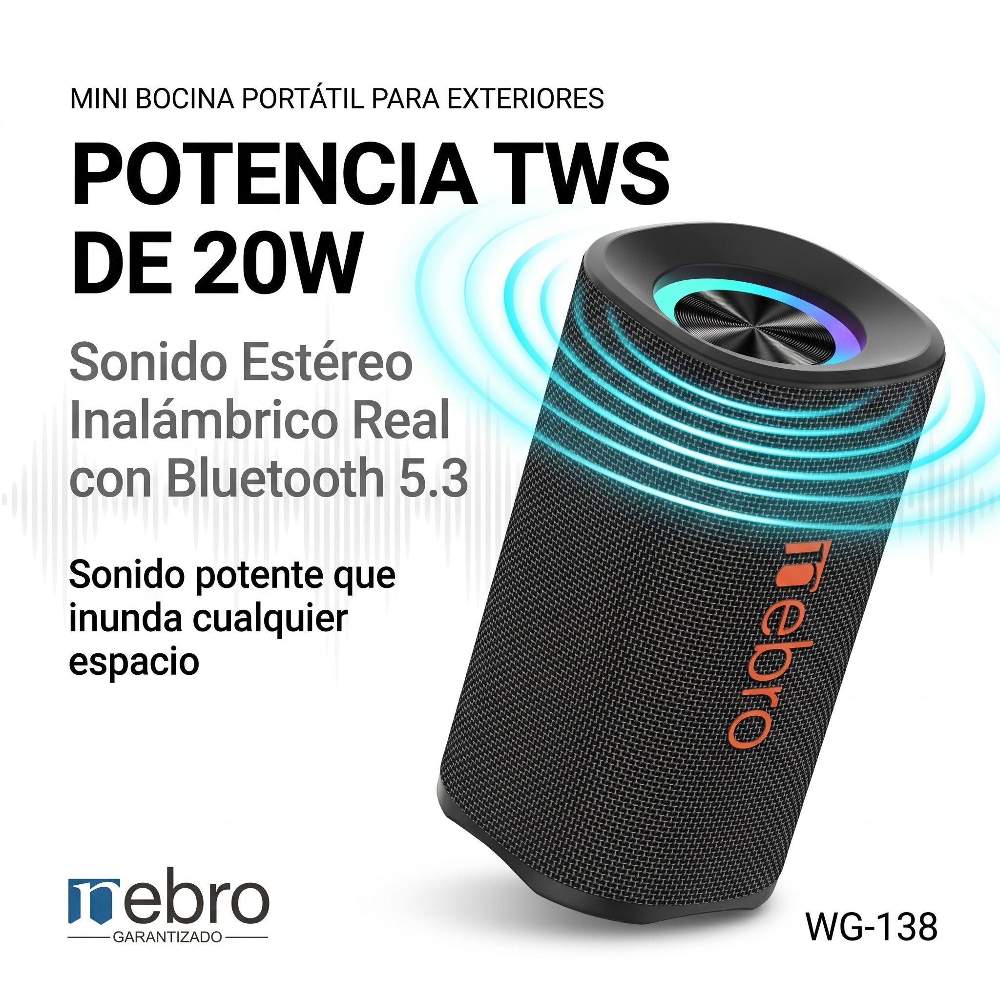 Bocina Bluetooth TWS NEBRO WG138 Bluetooth 53 20W