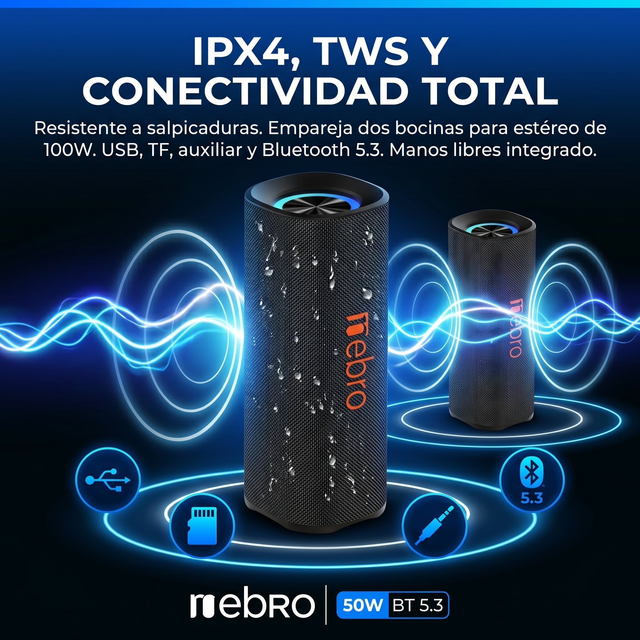 Bocina Bluetooth NEBRO WG140 Bluetooth 53 50W IPX4