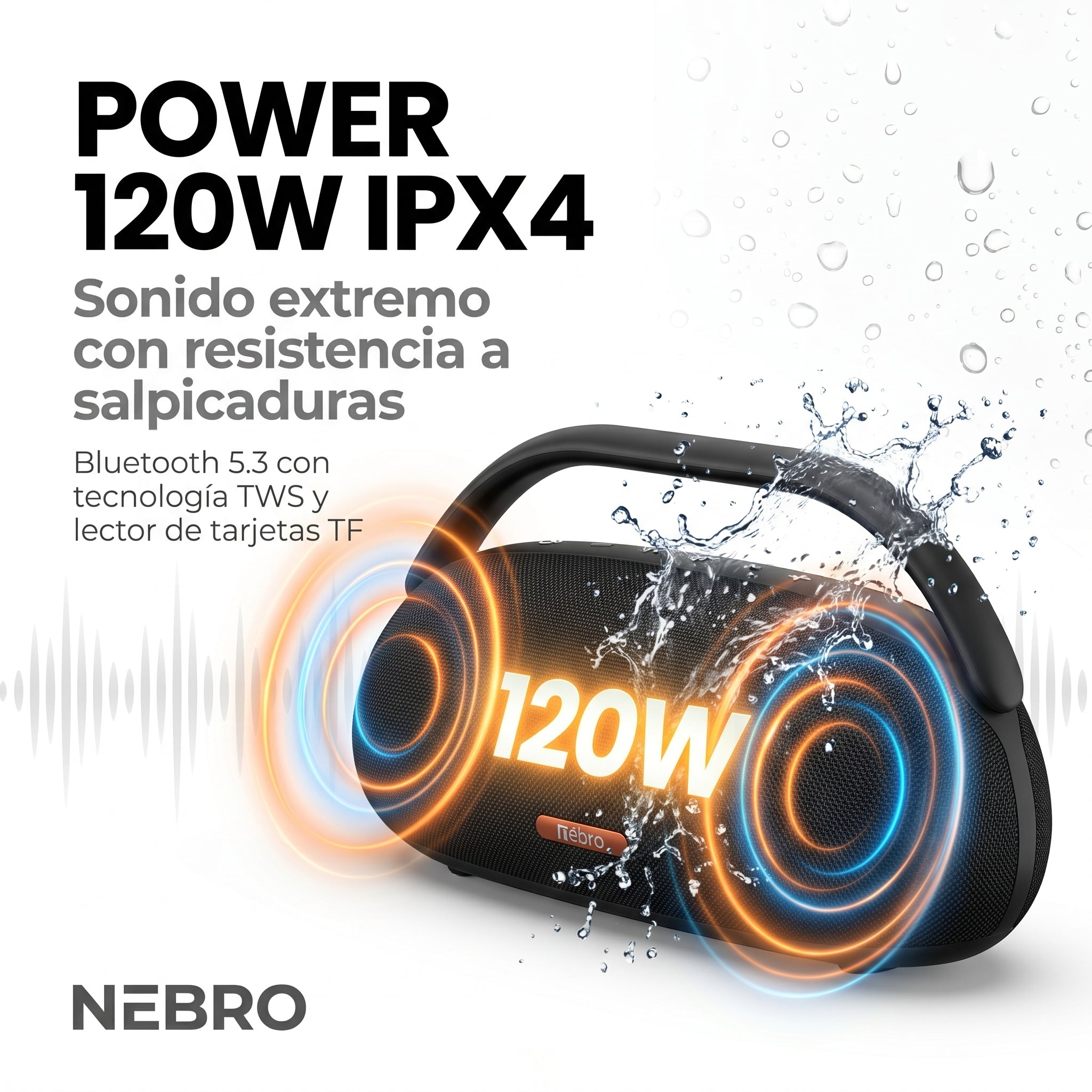 Bocina Bluetooth TWS NEBRO WG141 Bluetooth 53 120W IPX4