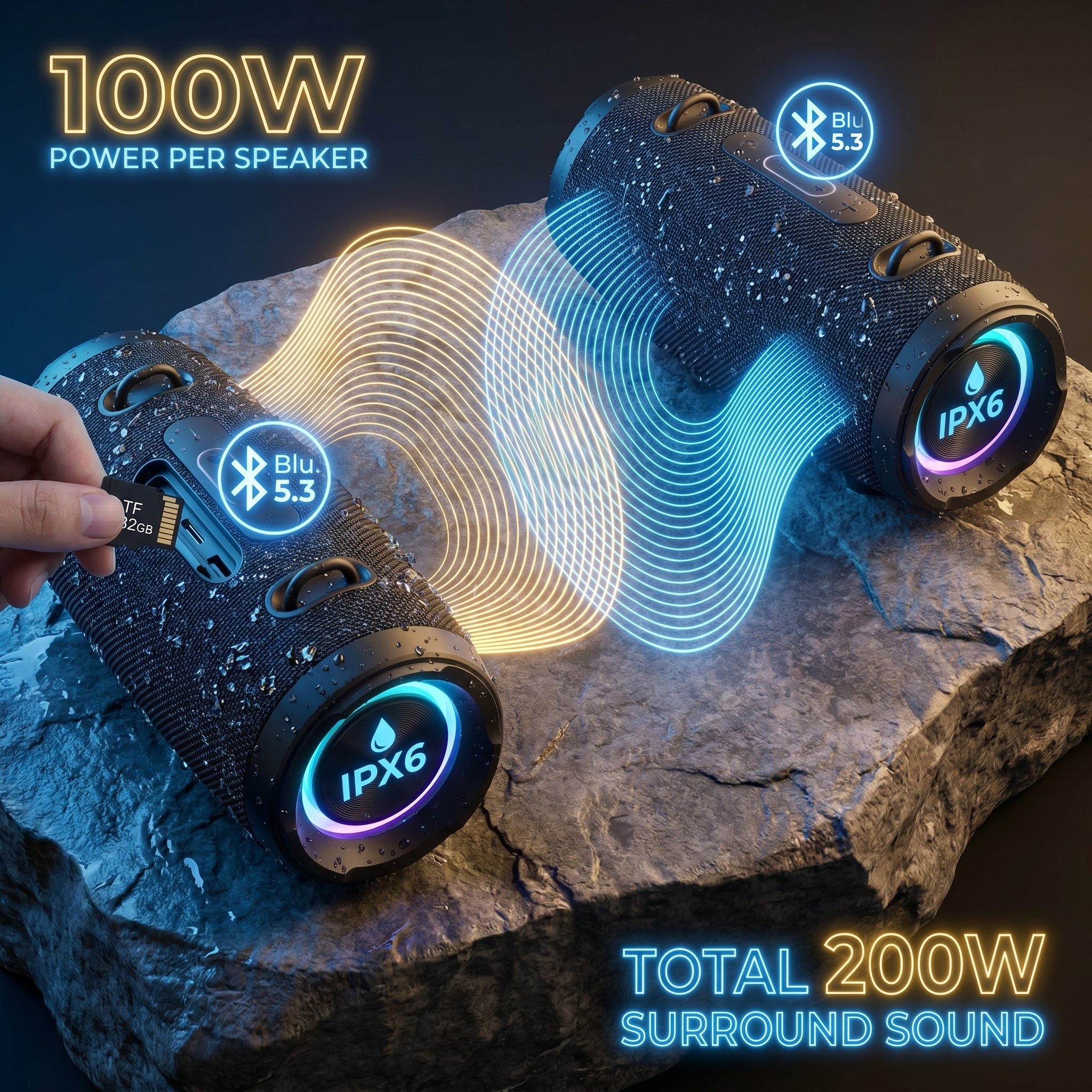 Bocina Bluetooth TWS NEBRO WG143 Bluetooth 53 100W IPX6