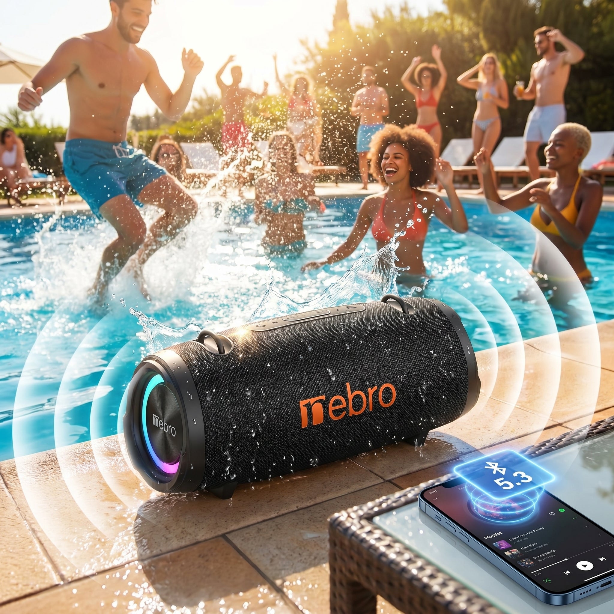 Bocina Bluetooth TWS NEBRO WG143 Bluetooth 53 100W IPX6