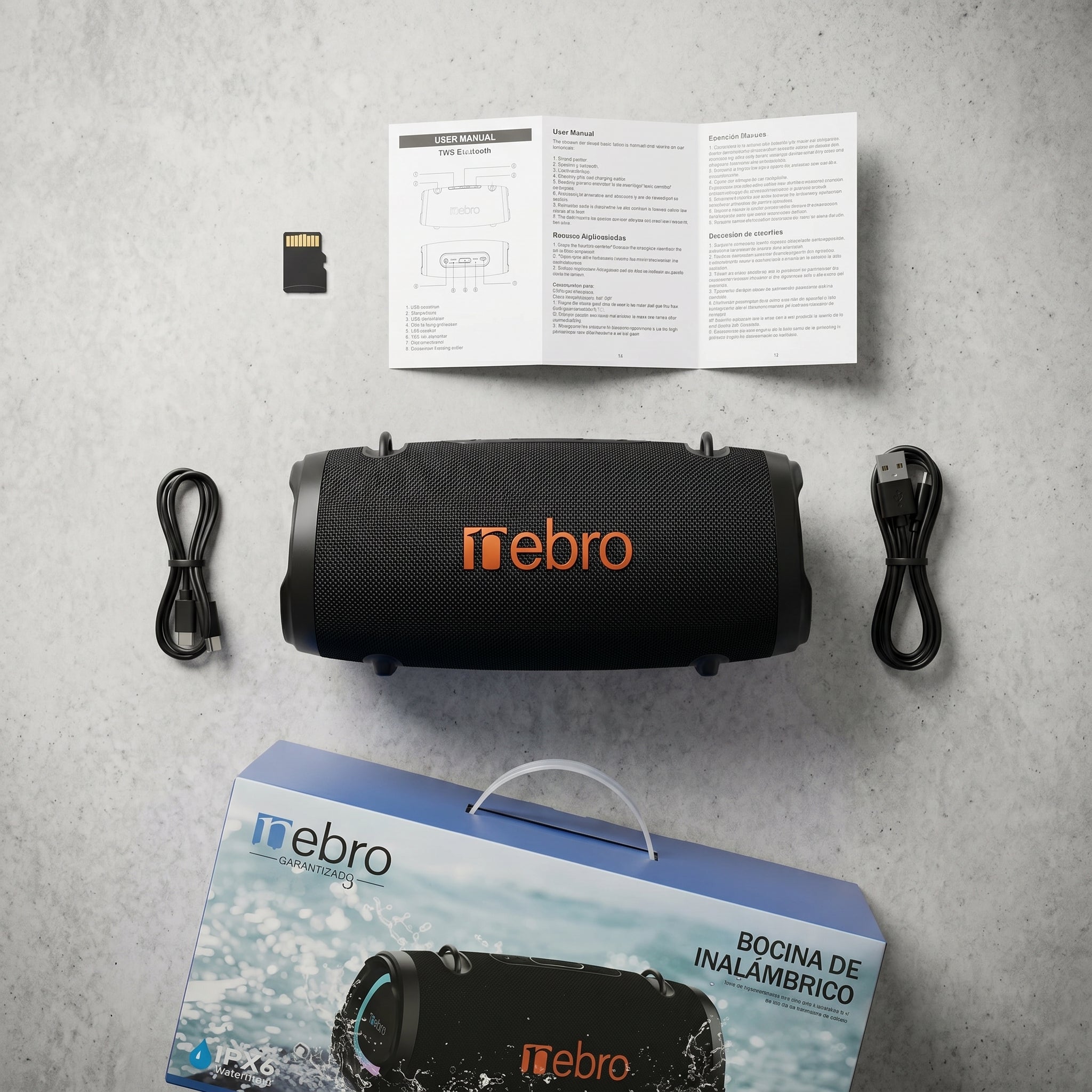 Bocina Bluetooth TWS NEBRO WG143 Bluetooth 53 100W IPX6