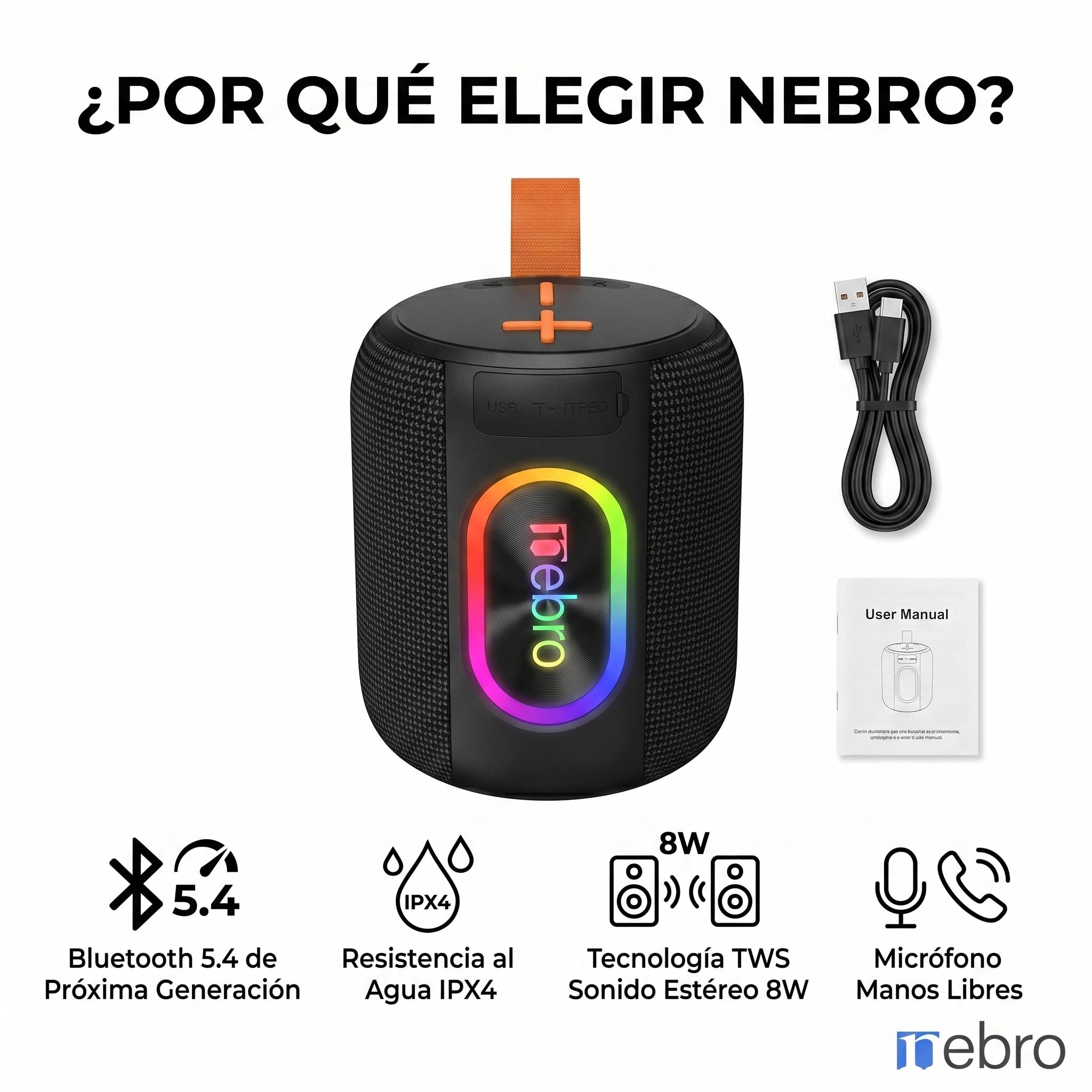 Bocina Bluetooth TWS NEBRO WG146 Bluetooth 54 8W IPX4