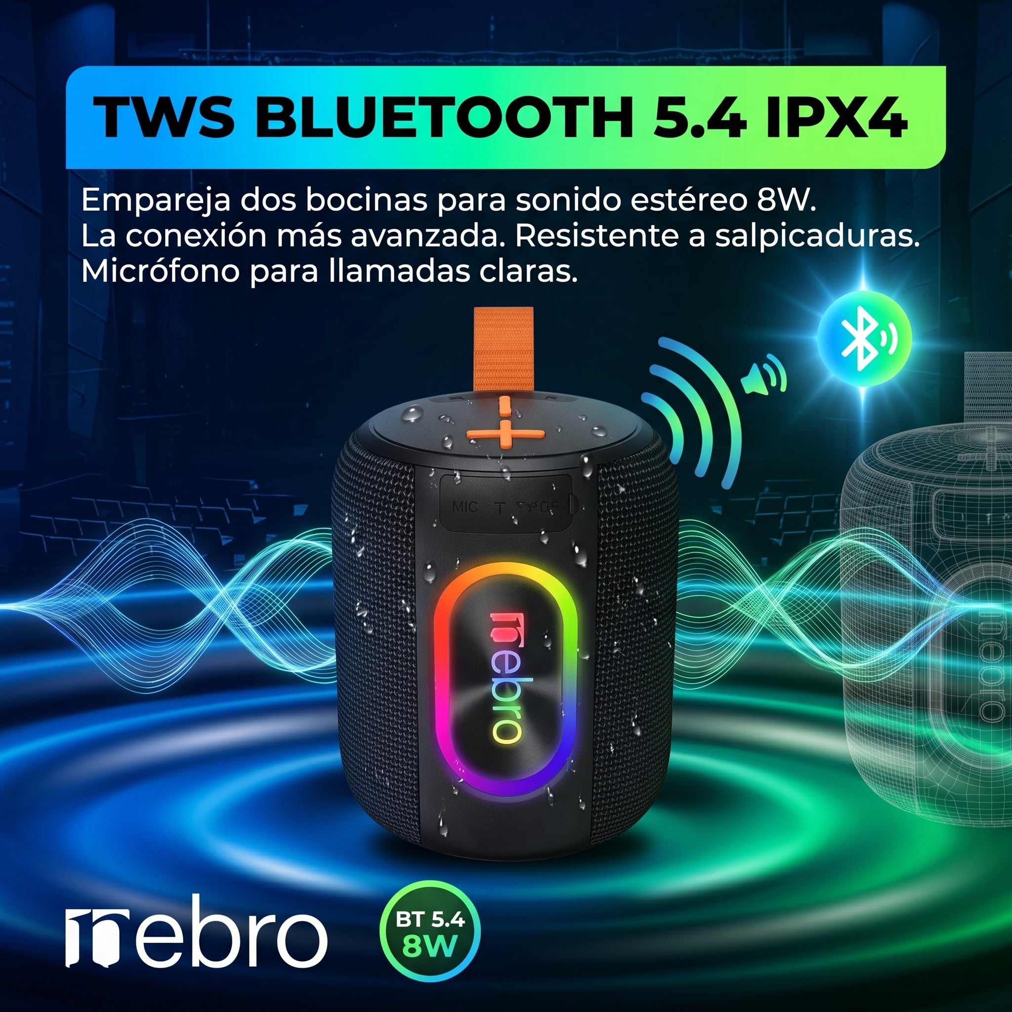 Bocina Bluetooth TWS NEBRO WG146 Bluetooth 54 8W IPX4