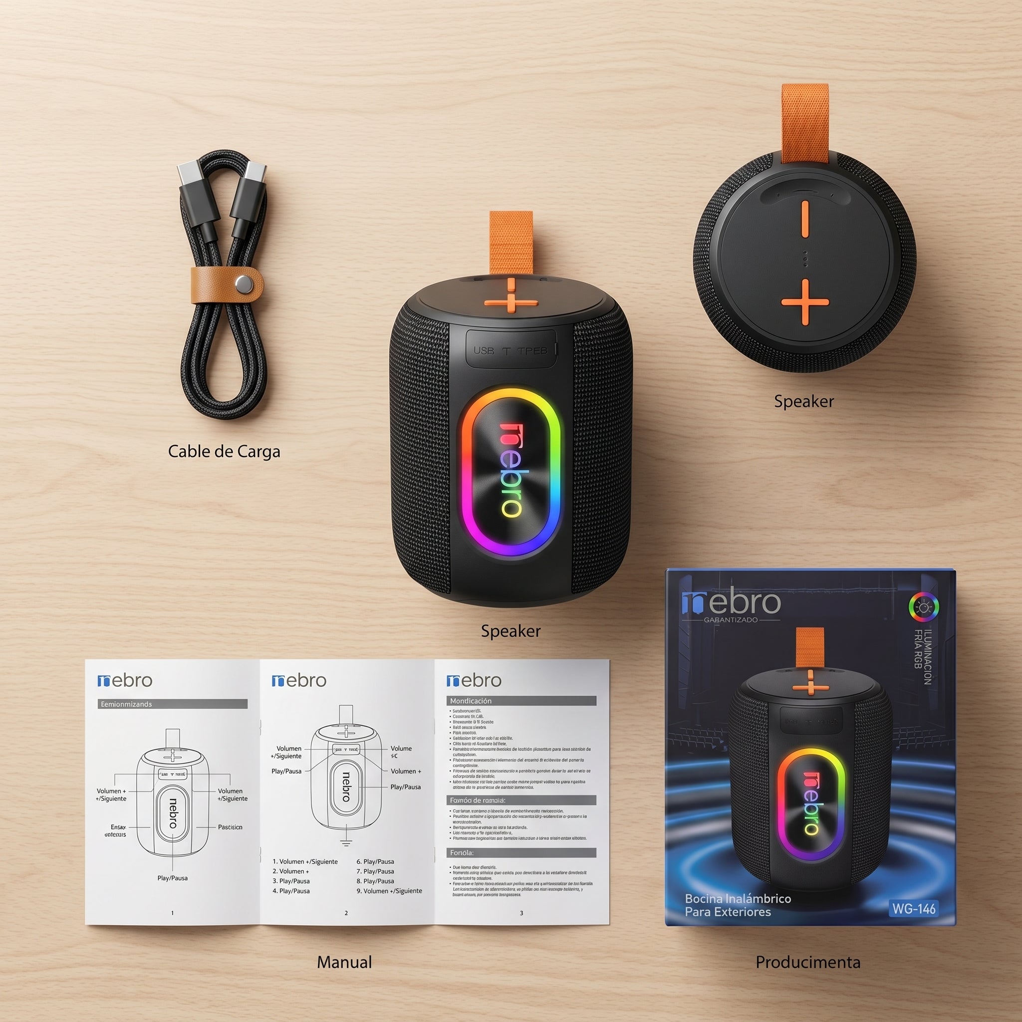 Bocina Bluetooth TWS NEBRO WG146 Bluetooth 54 8W IPX4