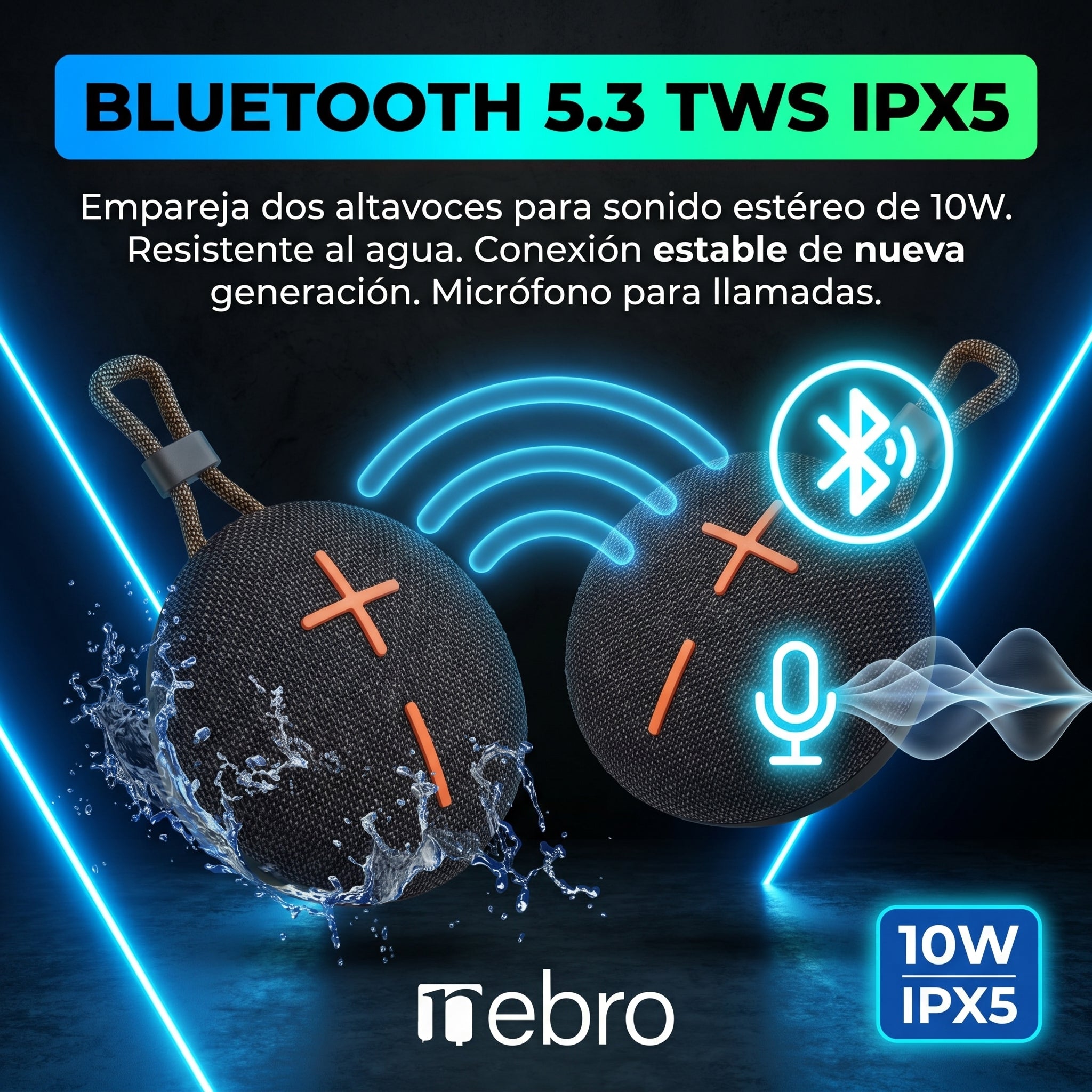 Bocina Bluetooth TWS NEBRO WG147 Bluetooth 53 10W IPX5