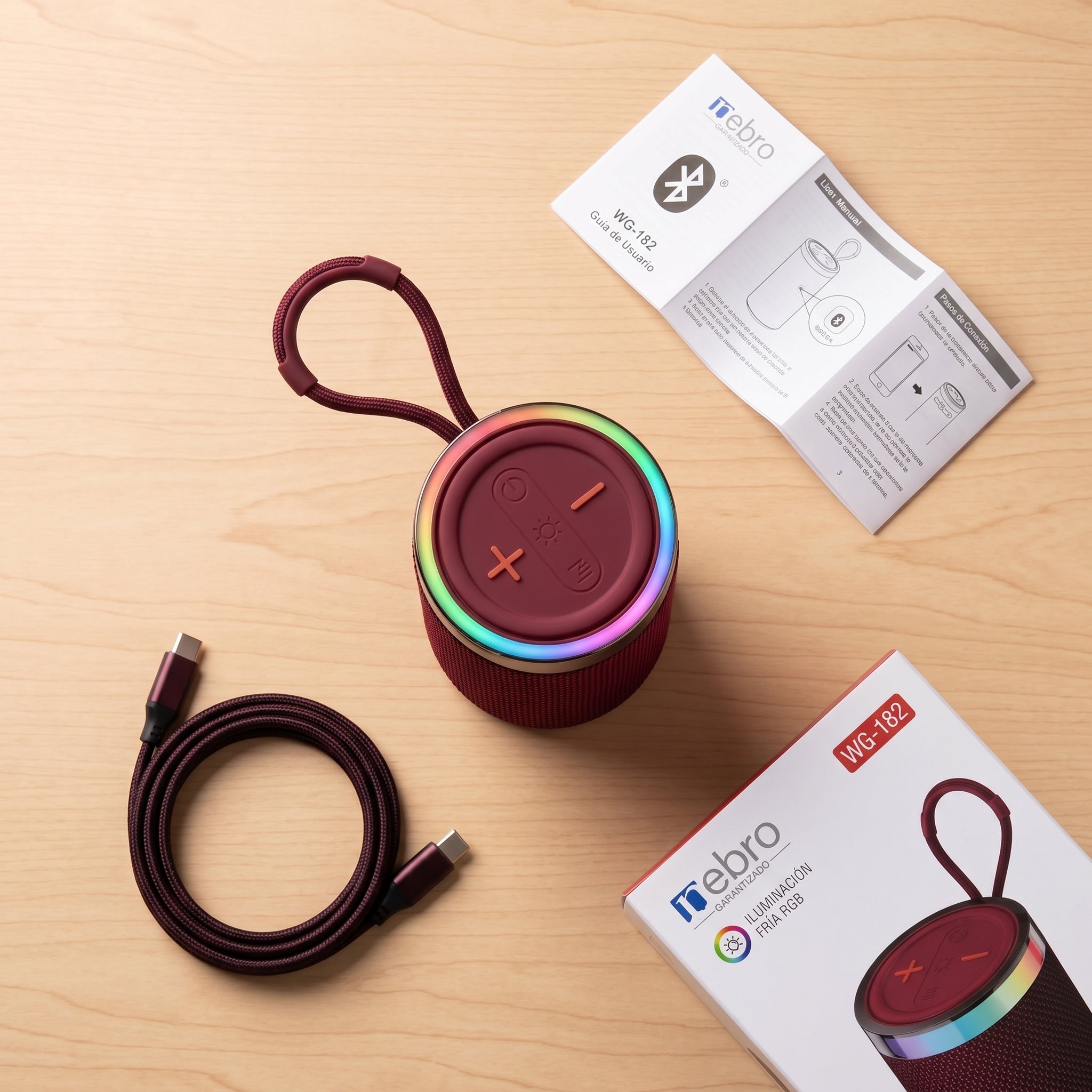 Bocina Bluetooth RGB NEBRO WG182 5W Sonido Envolvente 2000mAh