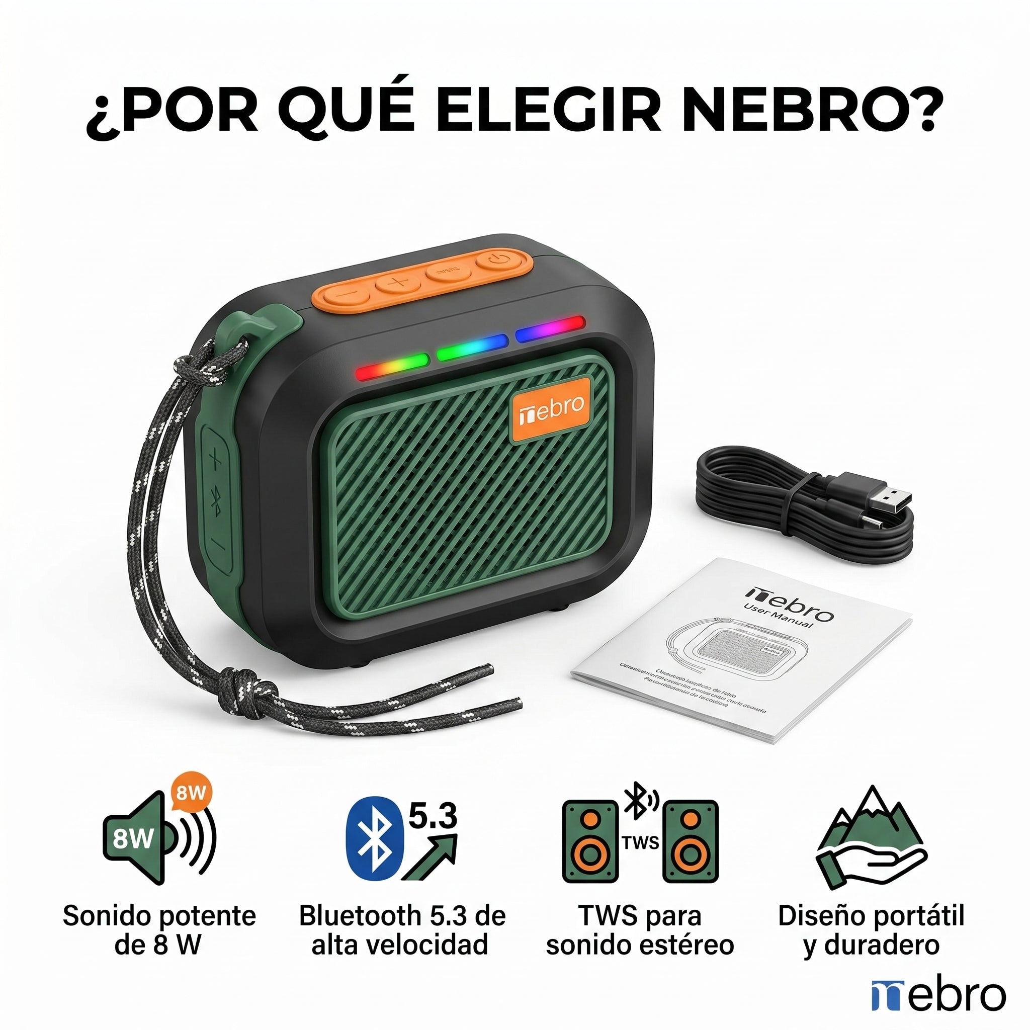 Bocina Bluetooth NEBRO WG184 Bluetooth 53 8W