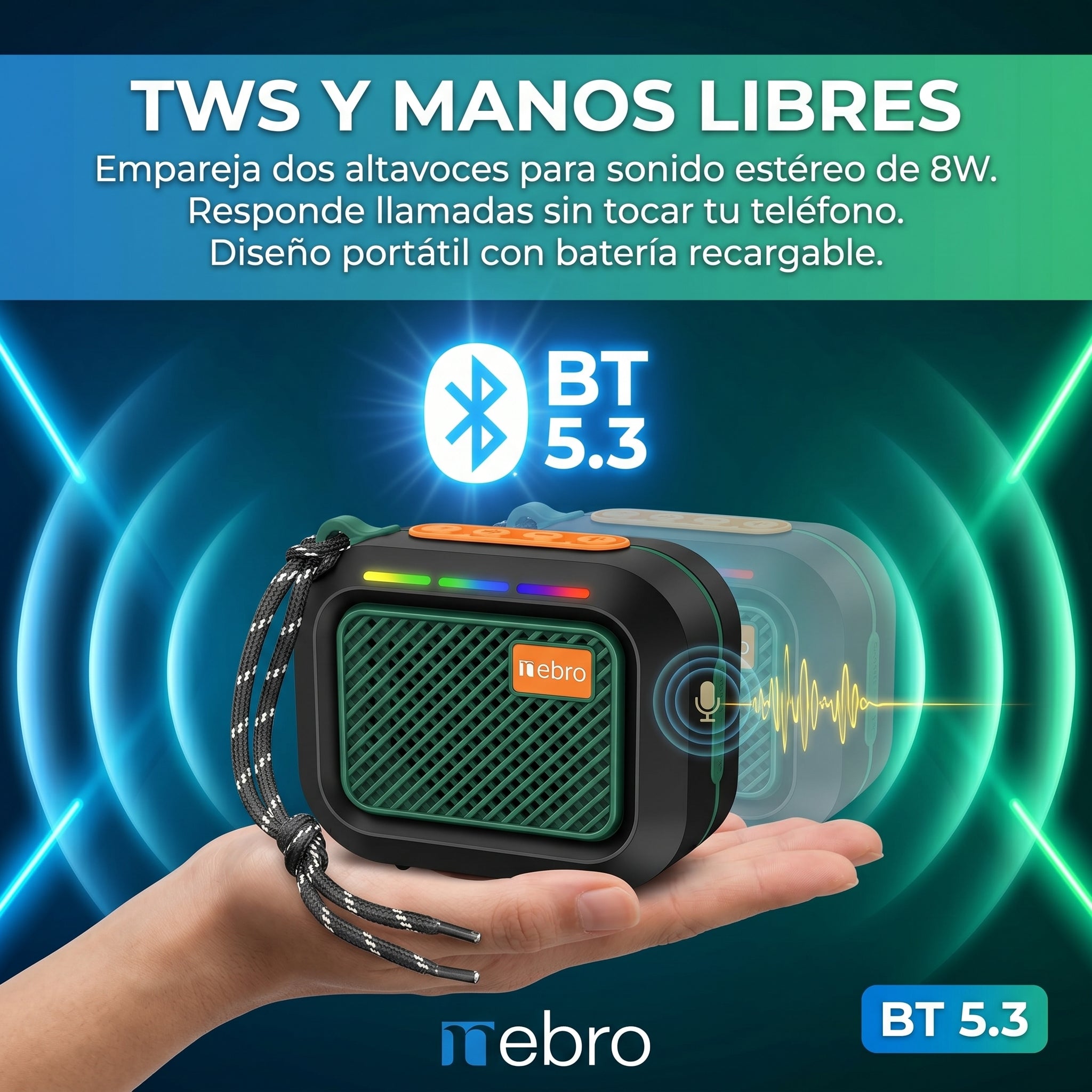 Bocina Bluetooth NEBRO WG184 Bluetooth 53 8W