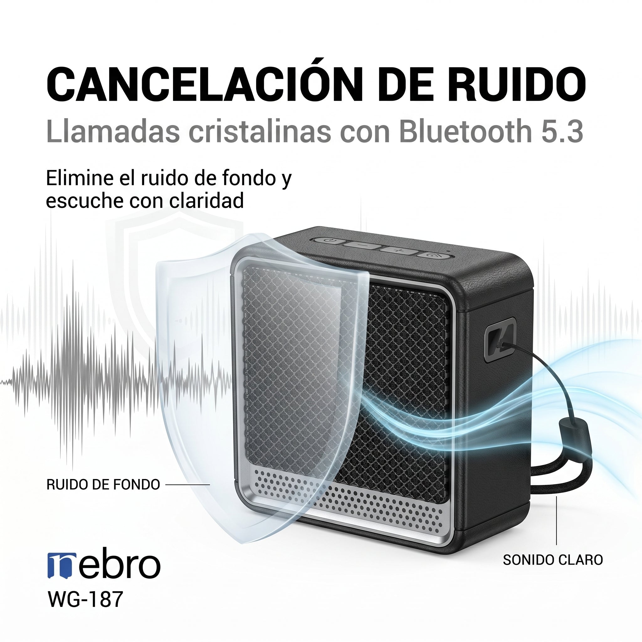 Bocina Bluetooth NEBRO WG187 Bluetooth 53 5W Cancelación Ruido