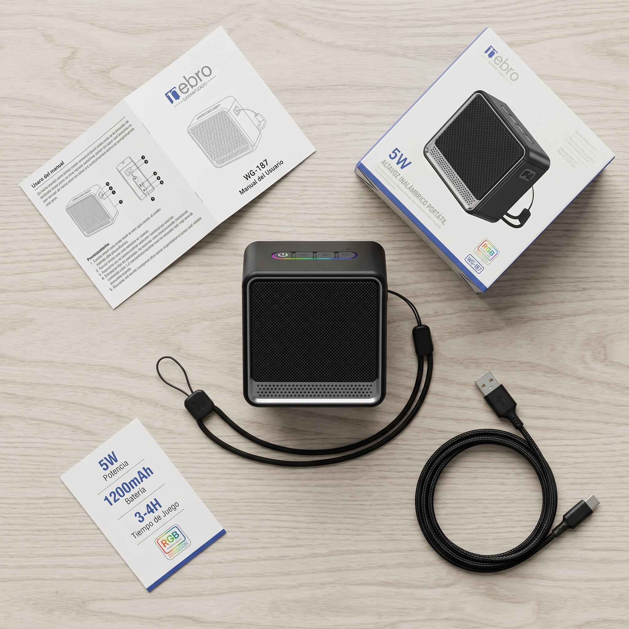Bocina Bluetooth NEBRO WG187 Bluetooth 53 5W Cancelación Ruido