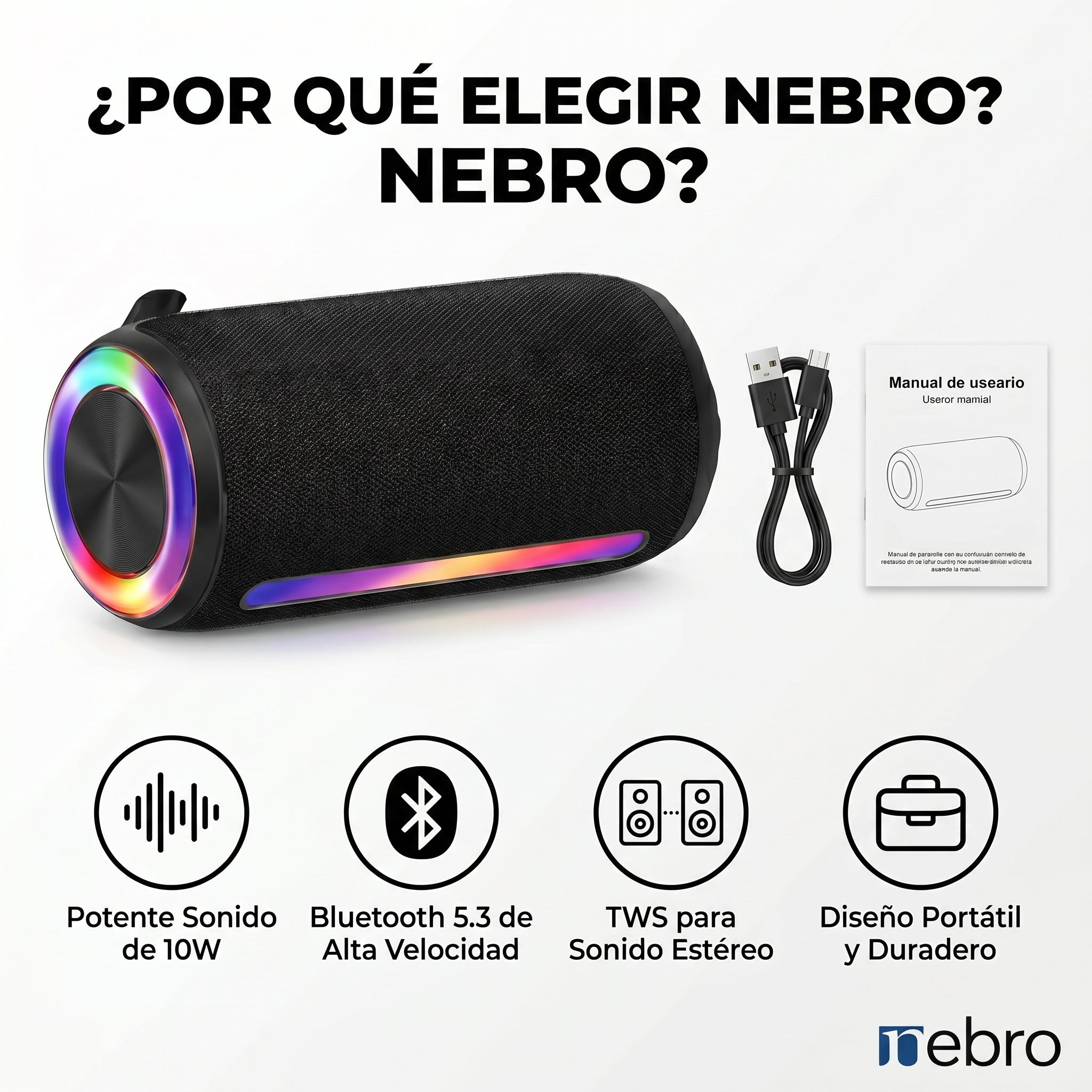 Bocina Bluetooth NEBRO WG192 Bluetooth 53 10W
