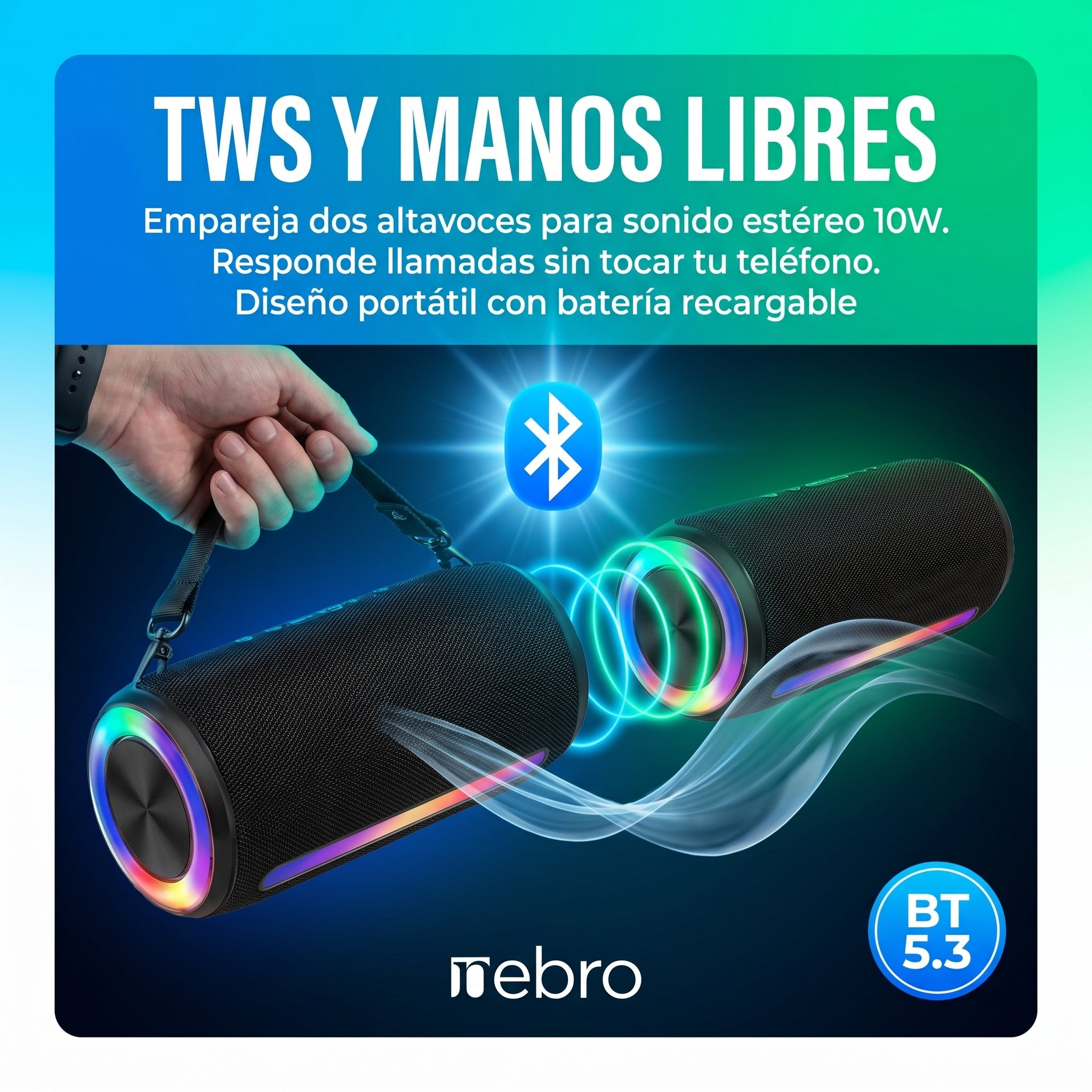 Bocina Bluetooth NEBRO WG192 Bluetooth 53 10W