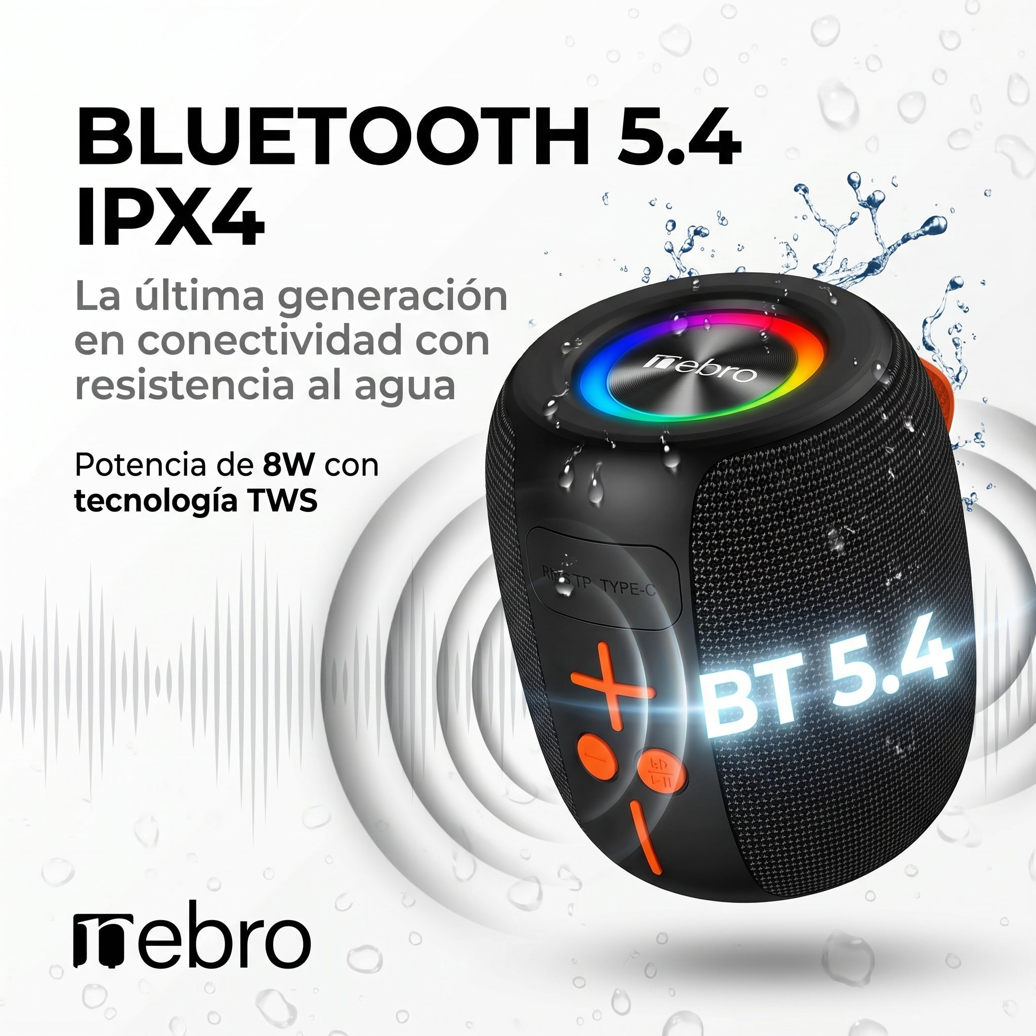 Bocina Bluetooth TWS NEBRO WG195 Bluetooth 54 8W IPX4