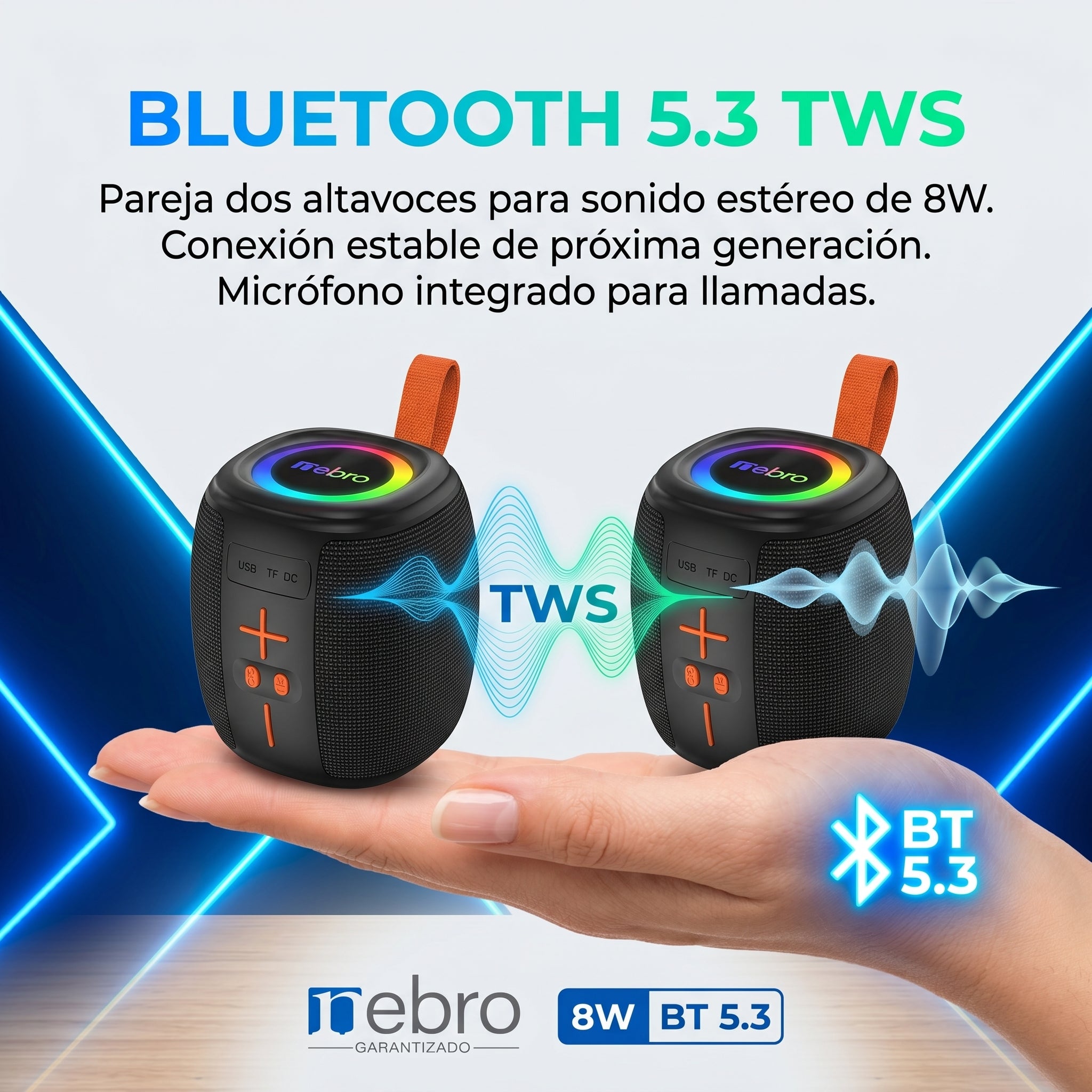 Bocina Bluetooth TWS NEBRO WG196 Bluetooth 53 8W