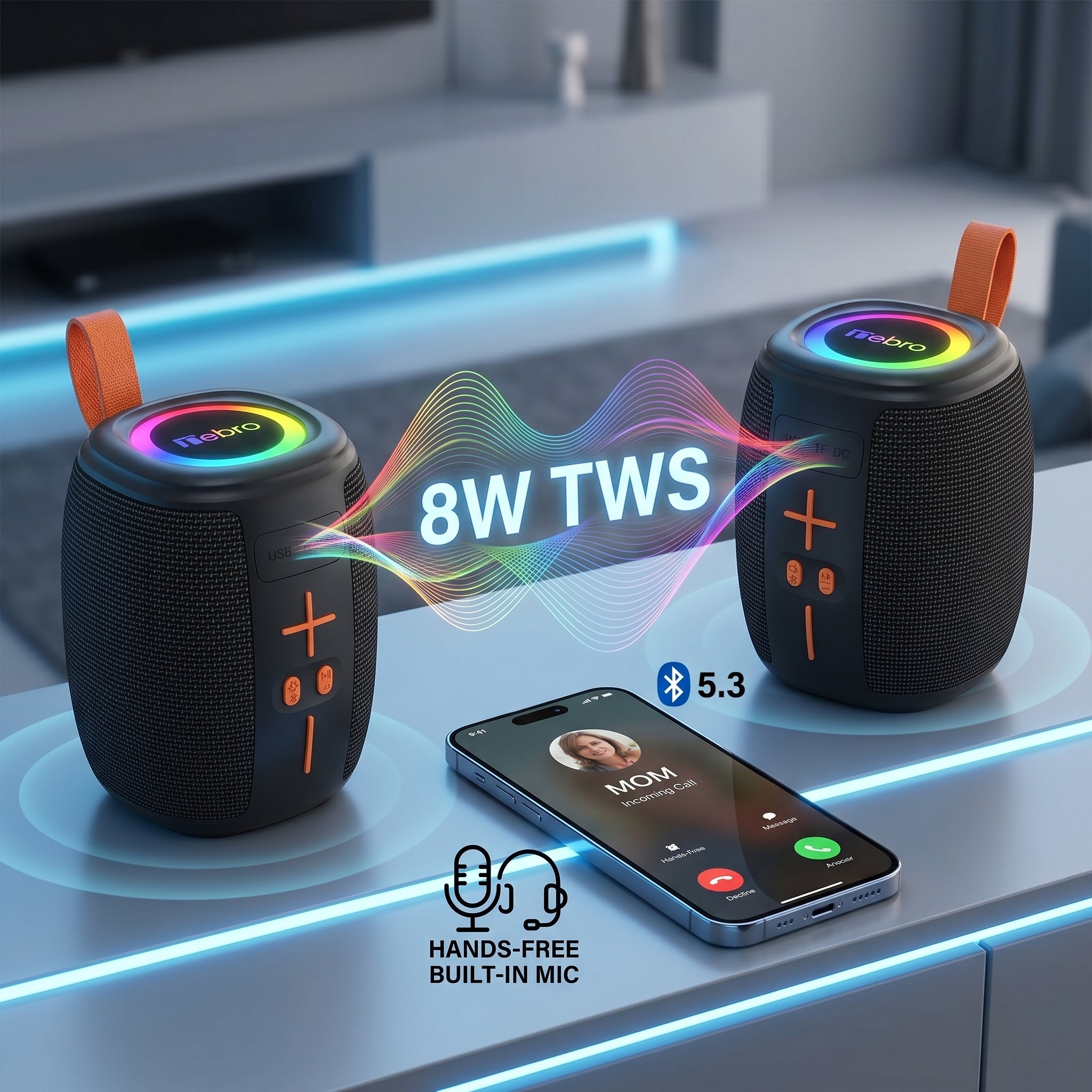 Bocina Bluetooth TWS NEBRO WG196 Bluetooth 53 8W