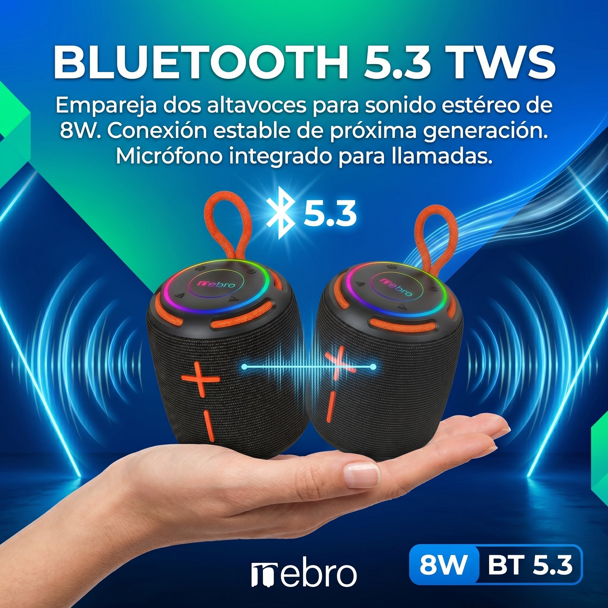 Bocina Bluetooth TWS NEBRO WG197 Bluetooth 53 8W