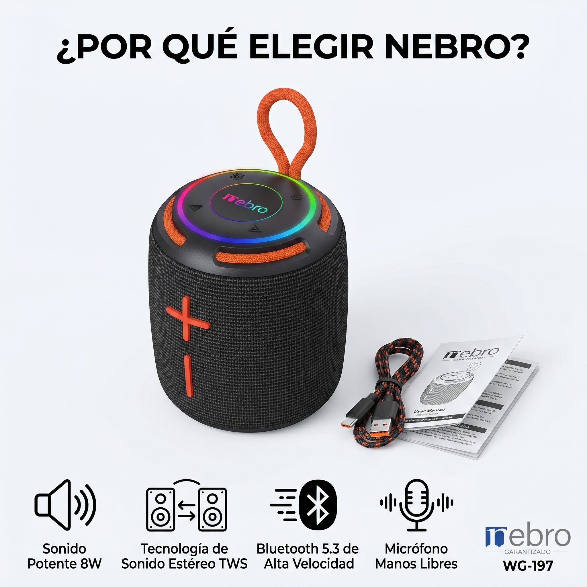 Bocina Bluetooth TWS NEBRO WG197 Bluetooth 53 8W