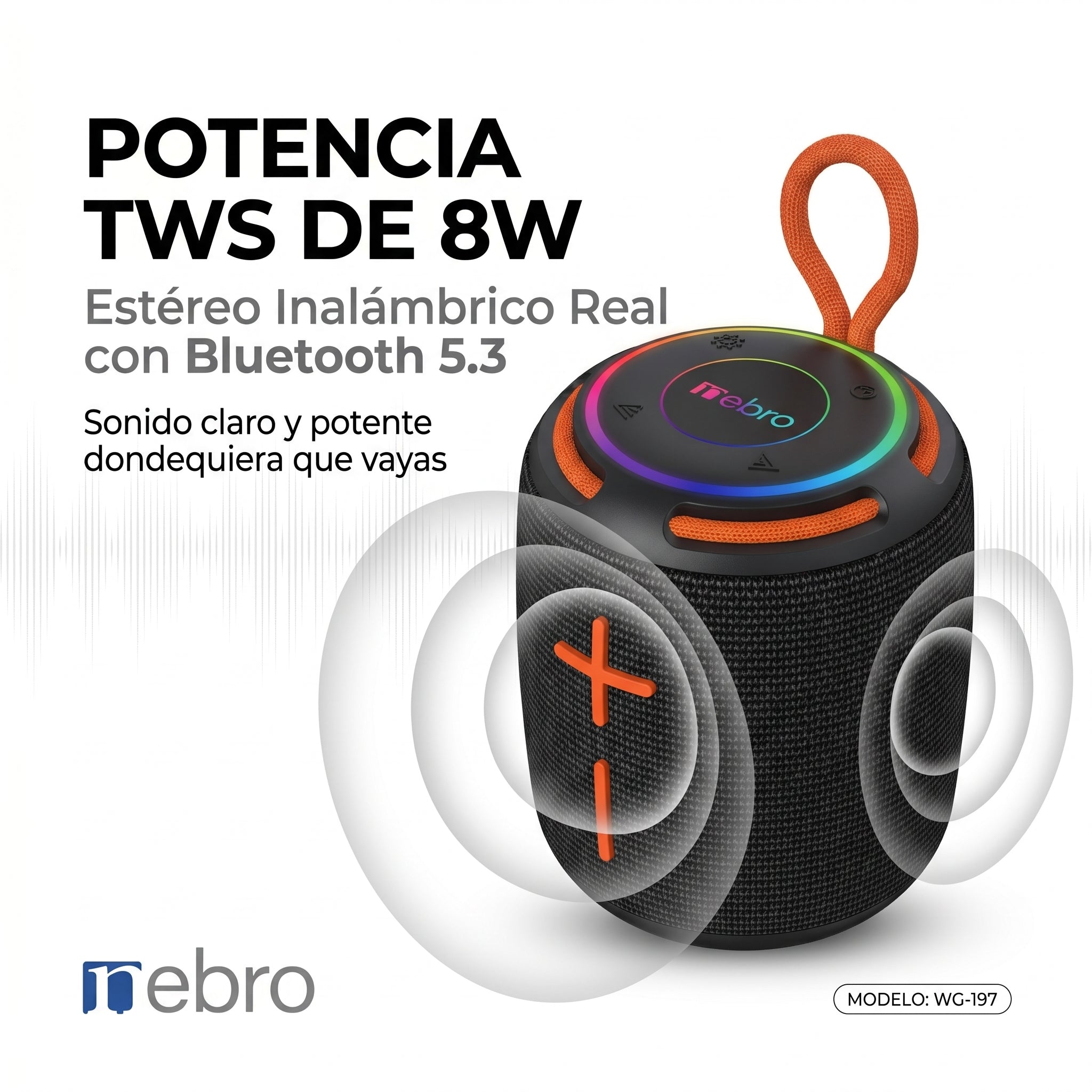 Bocina Bluetooth TWS NEBRO WG197 Bluetooth 53 8W