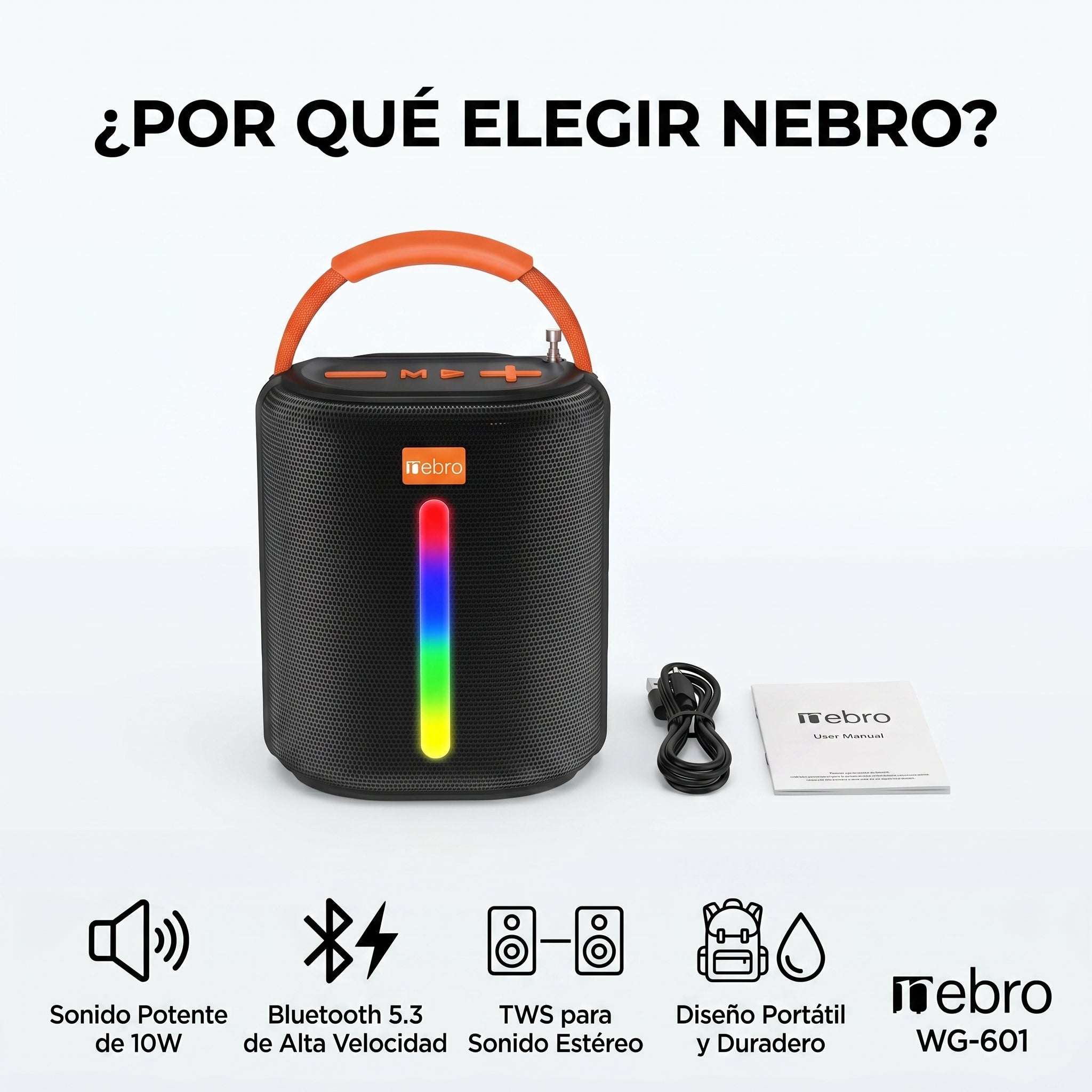 Bocina Bluetooth NEBRO WG601 Bluetooth 53 10W Solar