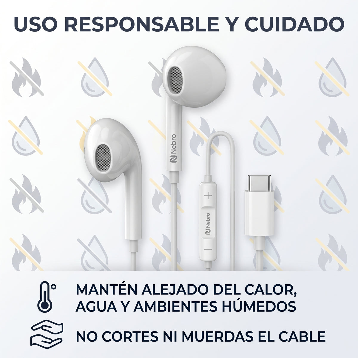 Audífonos Tipo-C Nebro WJ-005 con Driver de 14mm Sonido HiFi