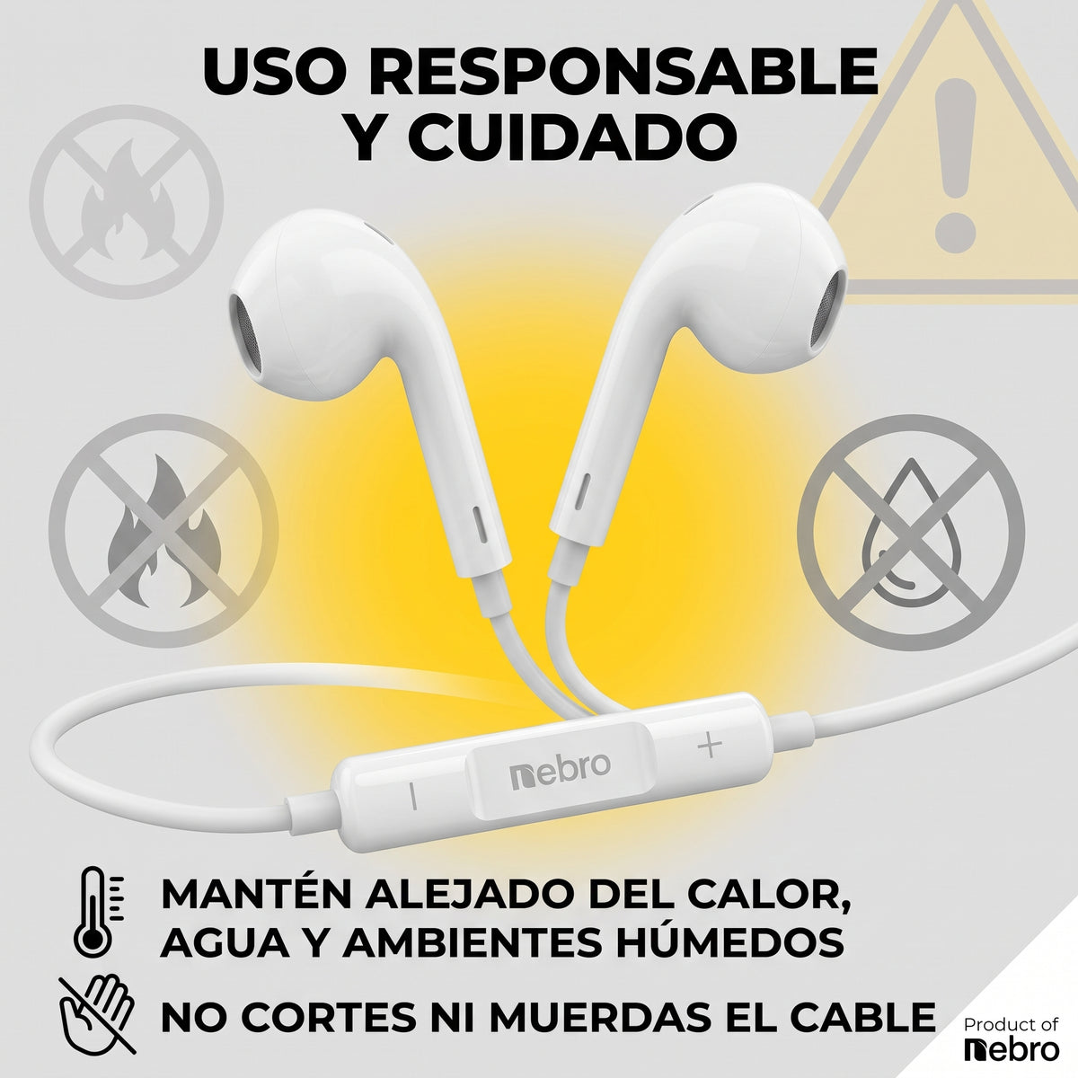 Audífonos Alámbricos Lightning Nebro WJ-006 iPhone Driver de 14mm Sonido HiFi